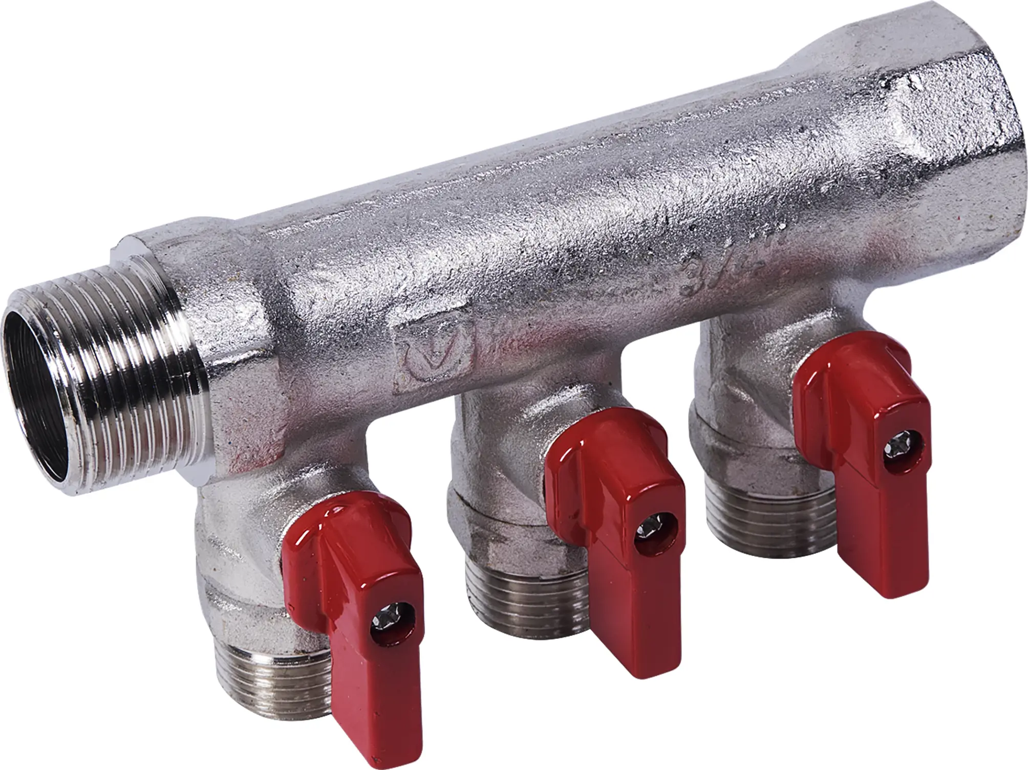 Изображение товара Коллектор Valtec 3/4 дюйма наружная резьба 3 выхода для отопления и водоснабжения