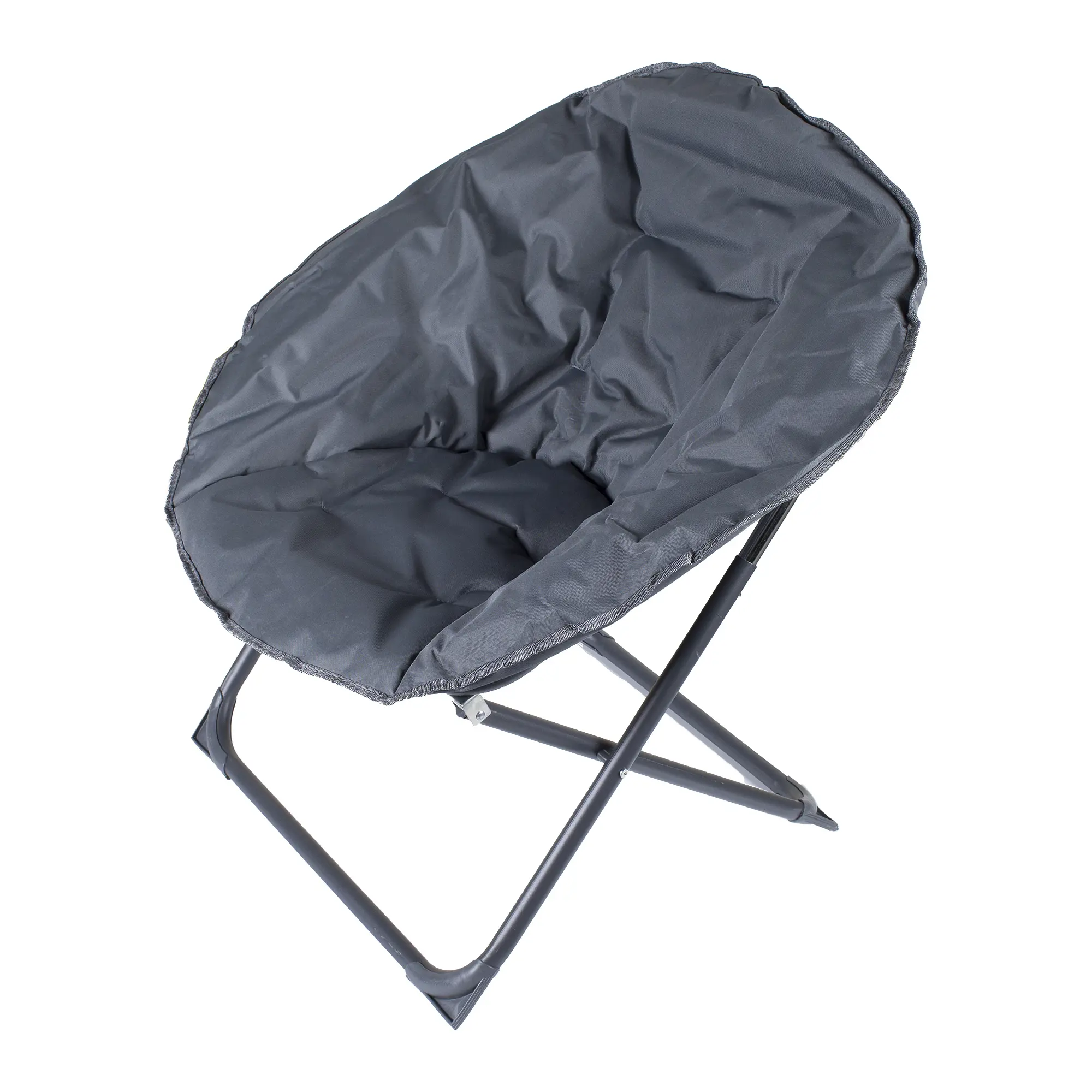 Изображение товара Складной садовый стул серый круглый металлический с текстильной обивкой