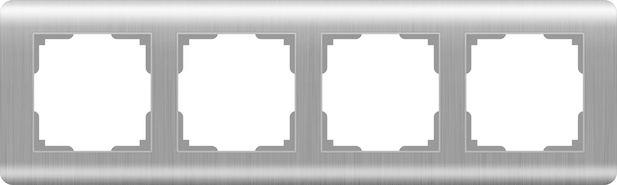 Изображение товара Рамка для розеток и выключателей Werkel Stream 4 поста, цвет серебряный рифленый