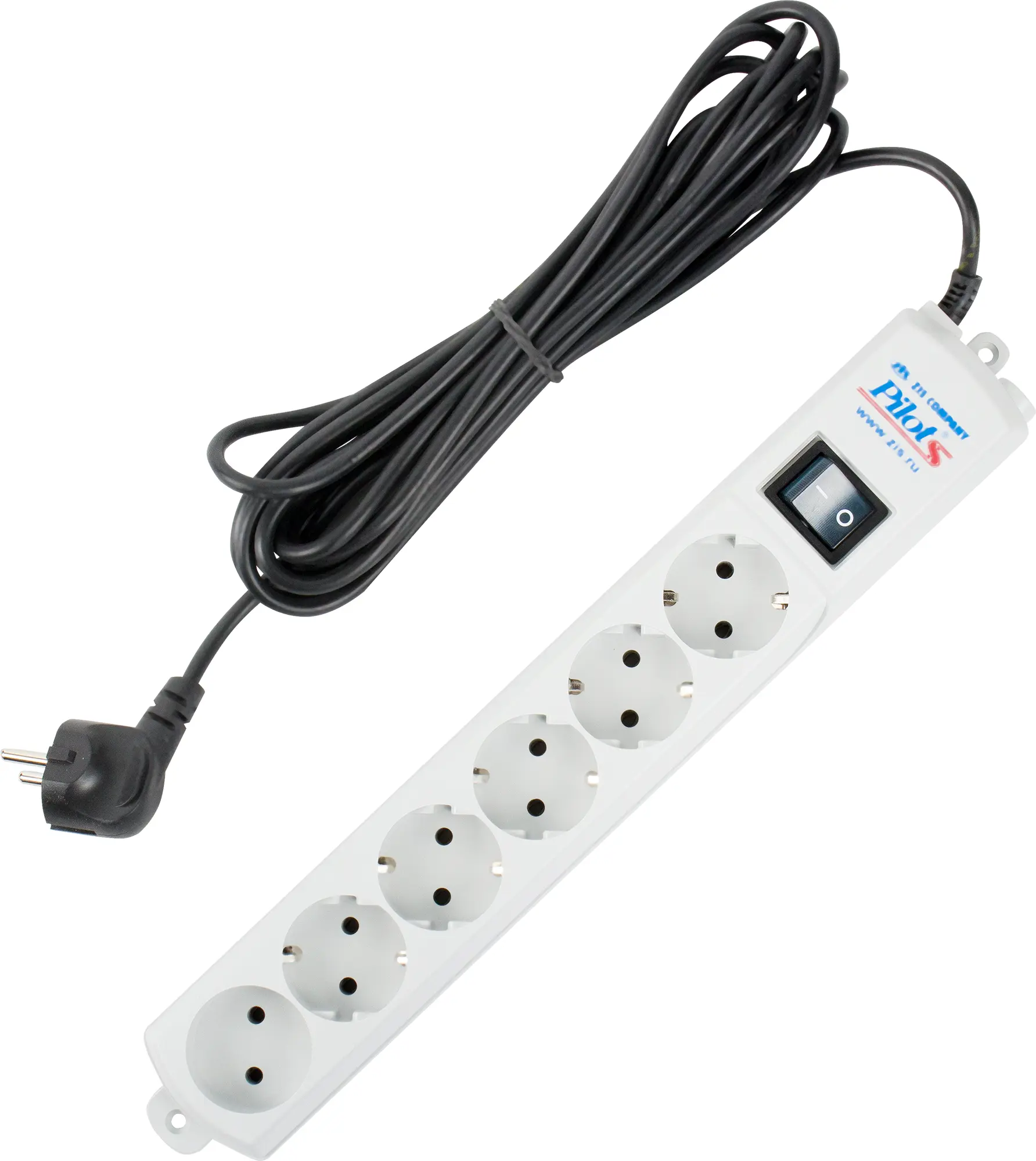 Изображение товара Сетевой фильтр Pilot S 6 розеток с заземлением 1 розетка без заземления 5 м 2200 Вт цвет серый