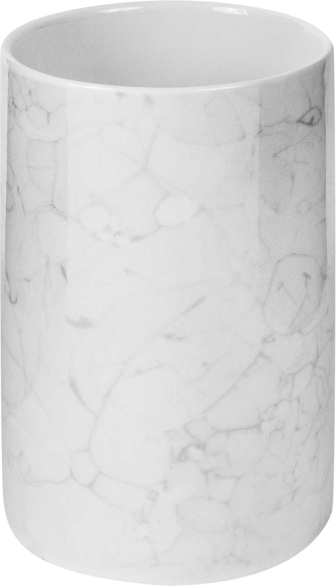 Изображение товара Стакан для зубных щеток Swensa Marmo, керамика, белый мрамор, 11,5х7 см