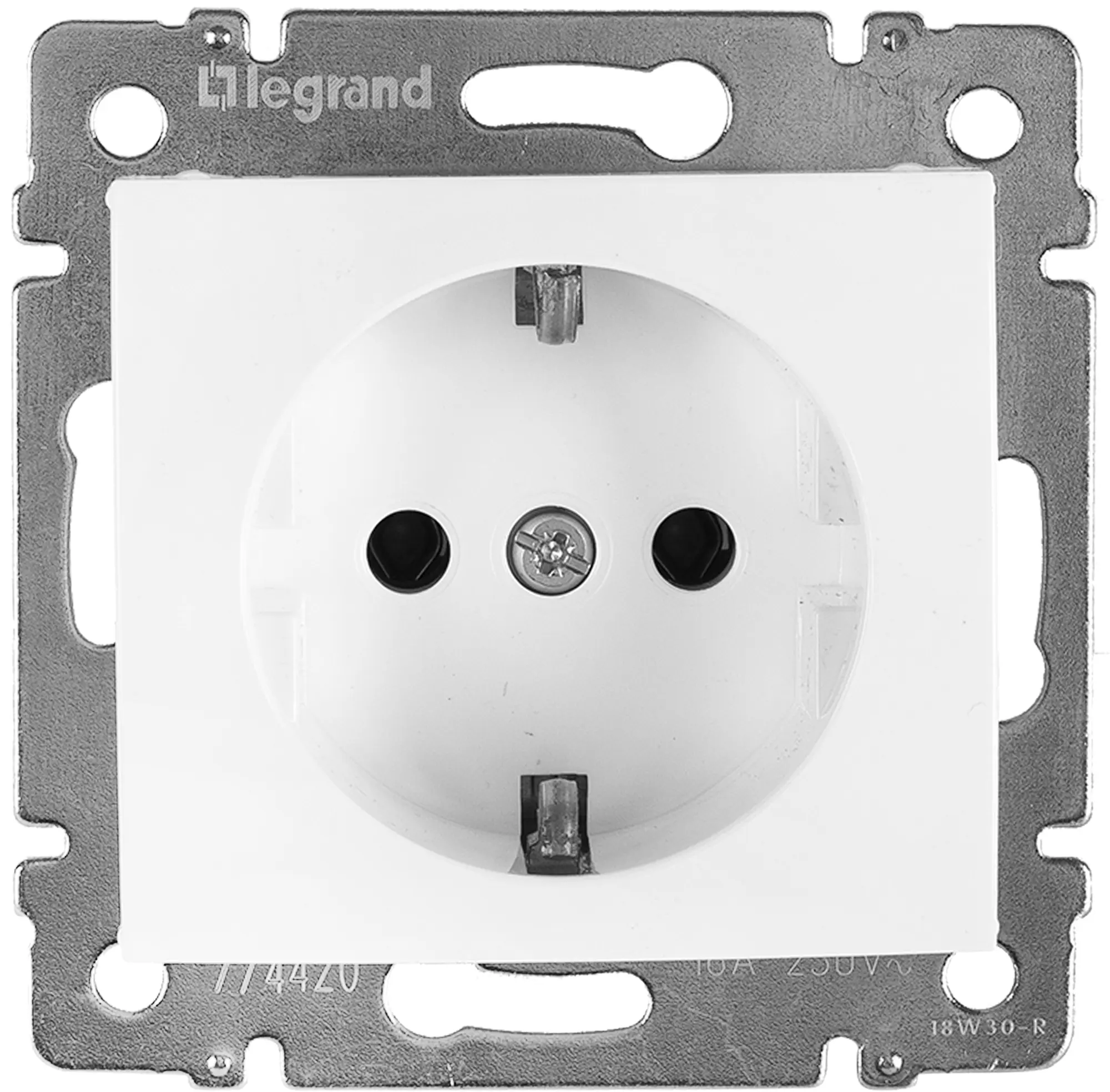 Изображение товара Розетка с заземлением и защитными шторками Legrand Valena Classic белая для скрытого монтажа