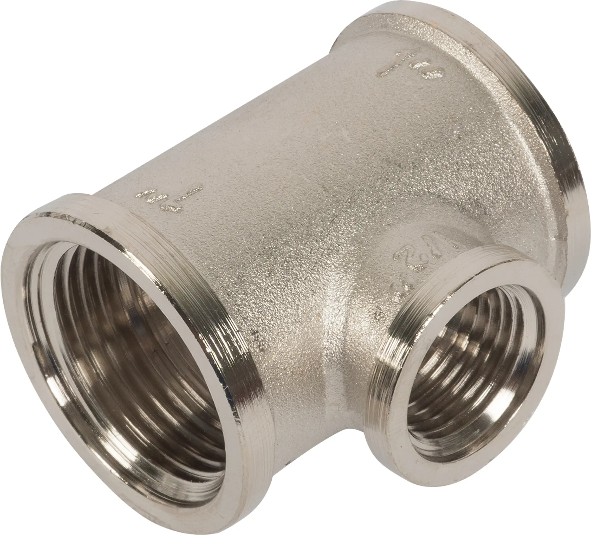 Изображение товара Тройник переходной Valtec внутренняя резьба 1x1/2x1 никелированная латунь VTr.750.N.0604