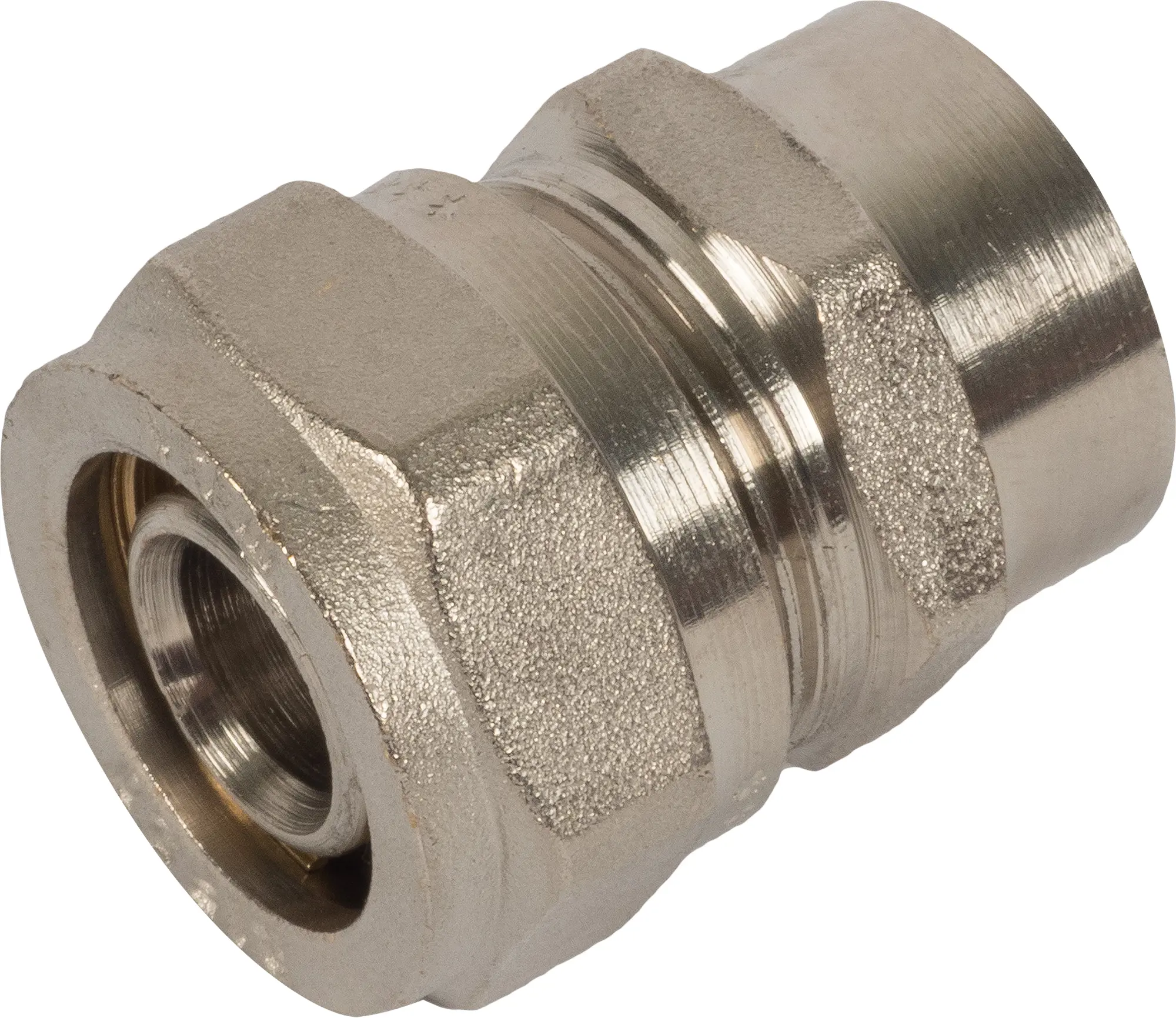 Изображение товара Муфта комбинированная Valtec 1/2x20 мм латунь ВР никелированная