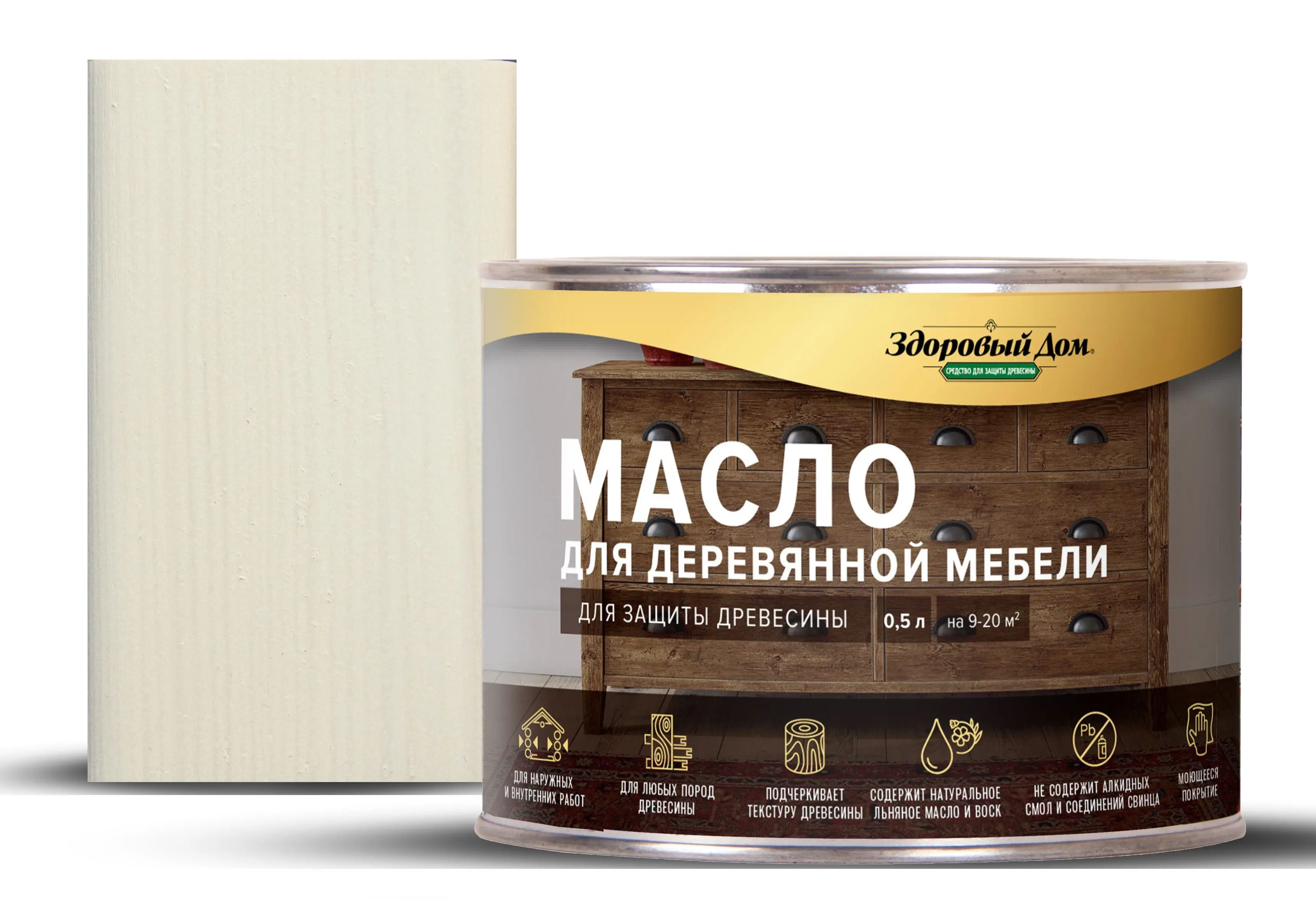 Изображение товара Масло для садовой мебели Здоровый дом цвет белый 0.5 л