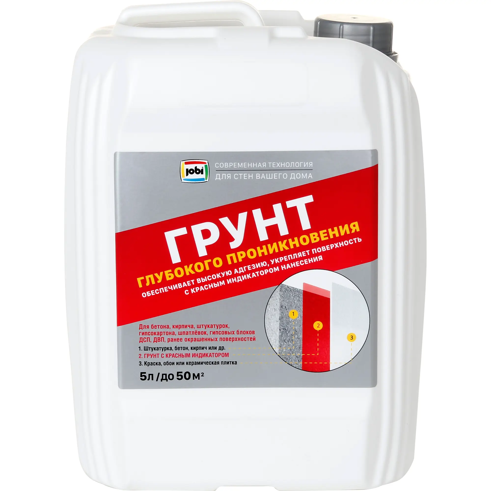 Изображение товара Грунтовка универсальная Jobi с индикатором 5 л для внутренних и наружных работ