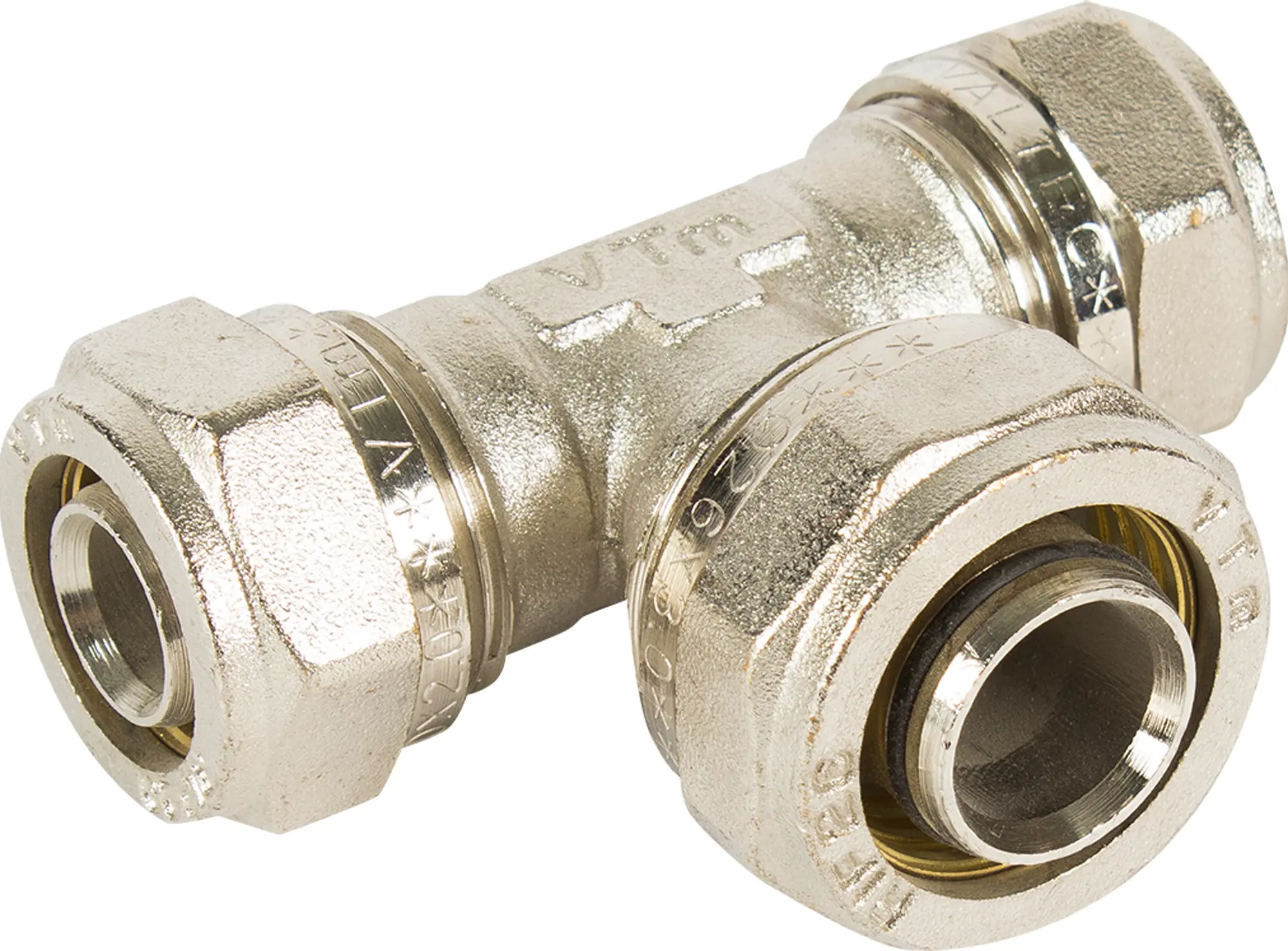 Изображение товара Тройник переходной Valtec 20x26x20 мм латунь обжимной для водоснабжения и отопления