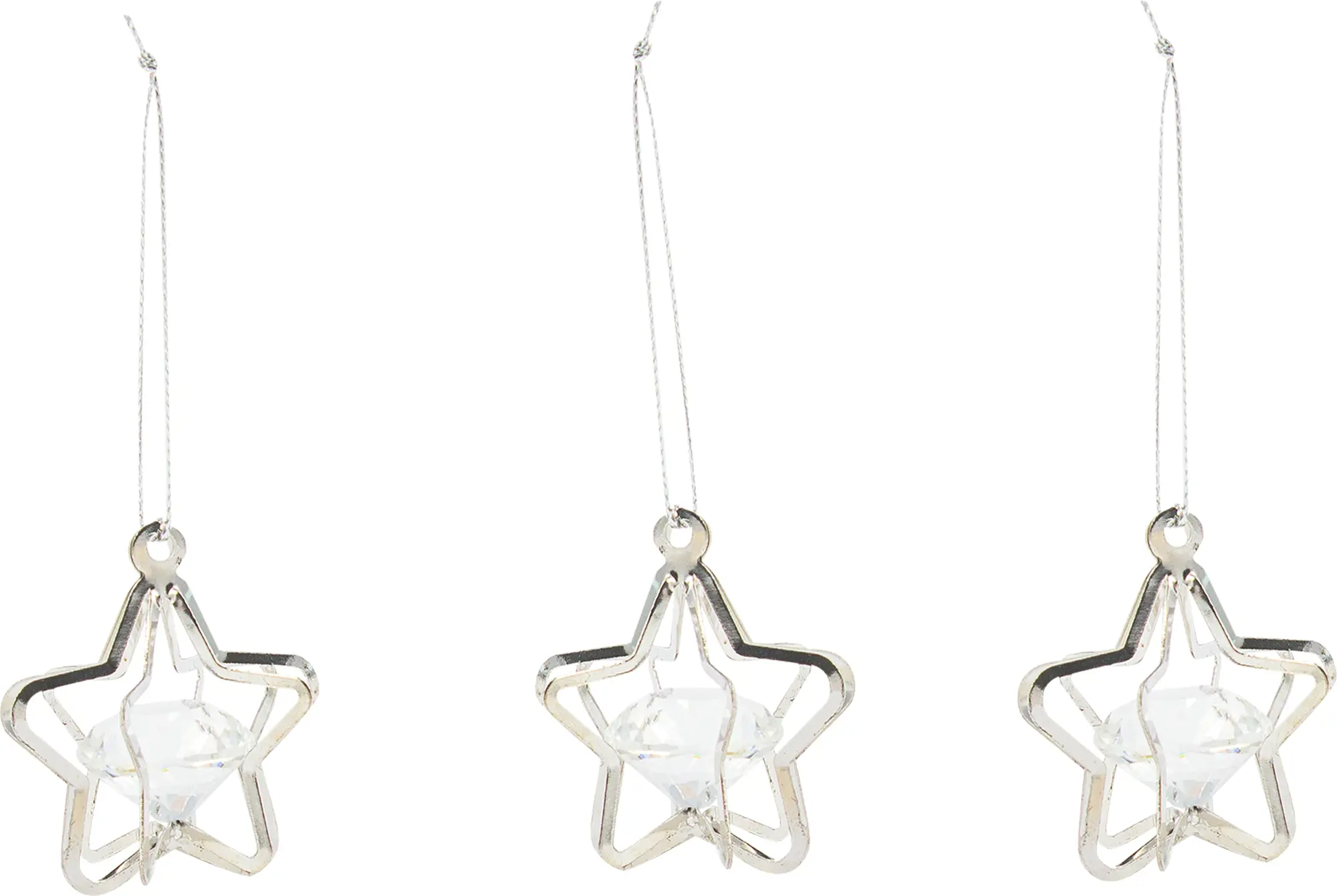 Изображение товара Набор ёлочных украшений «Звезды», металл, 3 шт.