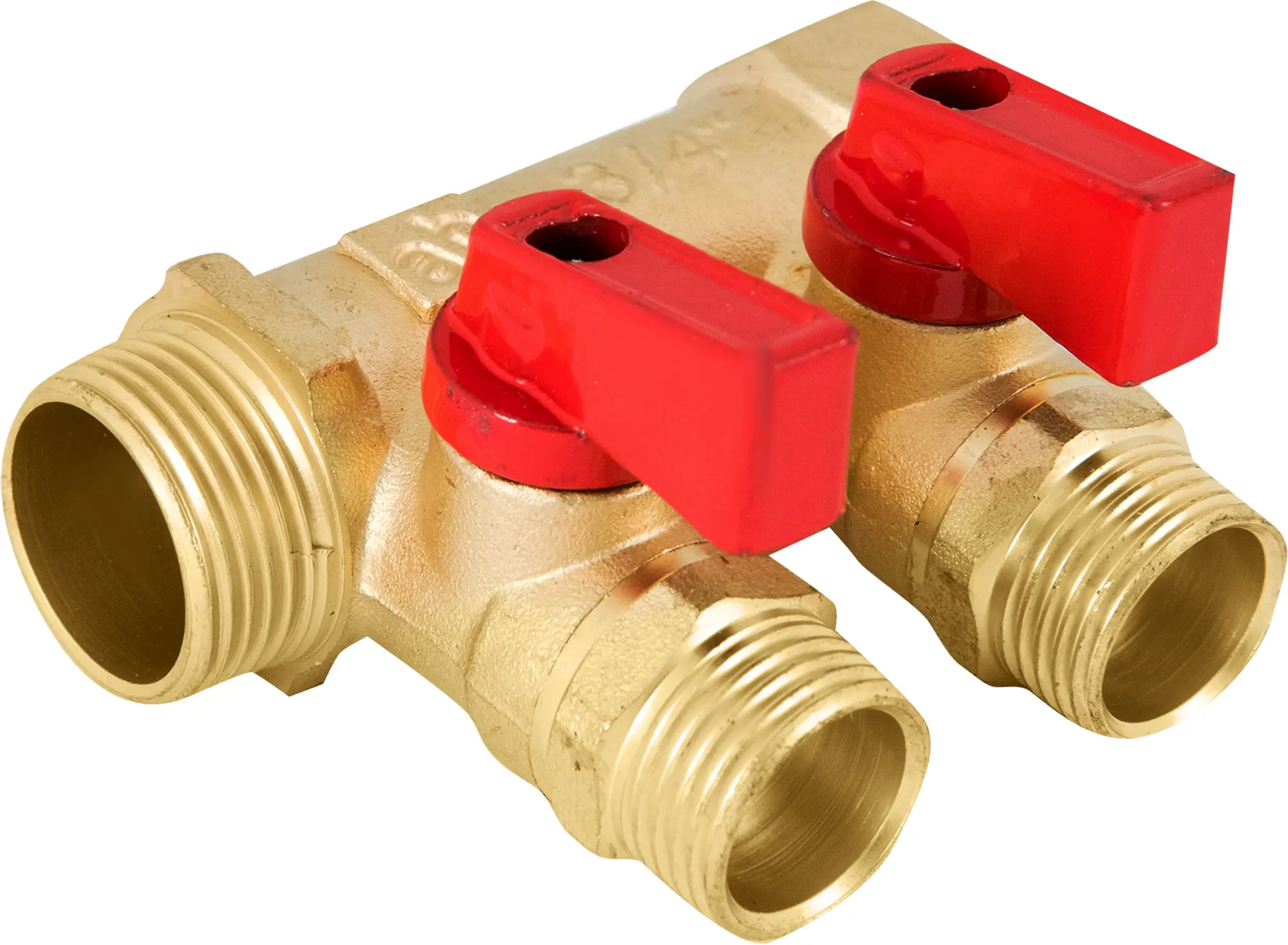 Изображение товара Коллектор Aquabeam 2 выхода 3/4x1/2 из латуни для водоснабжения и отопления