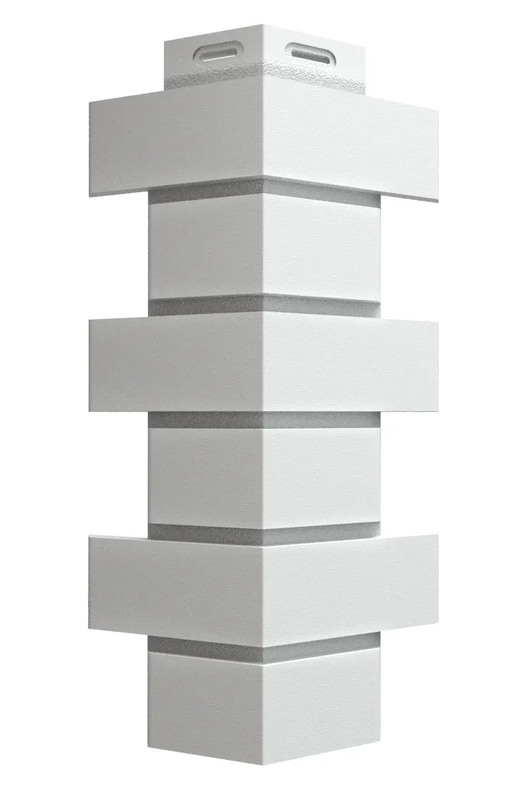 Изображение товара Угол наружный Dacha Кирпич белый, гладкий, ПВХ, 420х229х131 мм