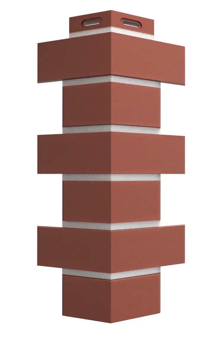 Изображение товара Угол наружный Dacha из ПВХ темно-красный, 420x229x131 мм, износостойкий