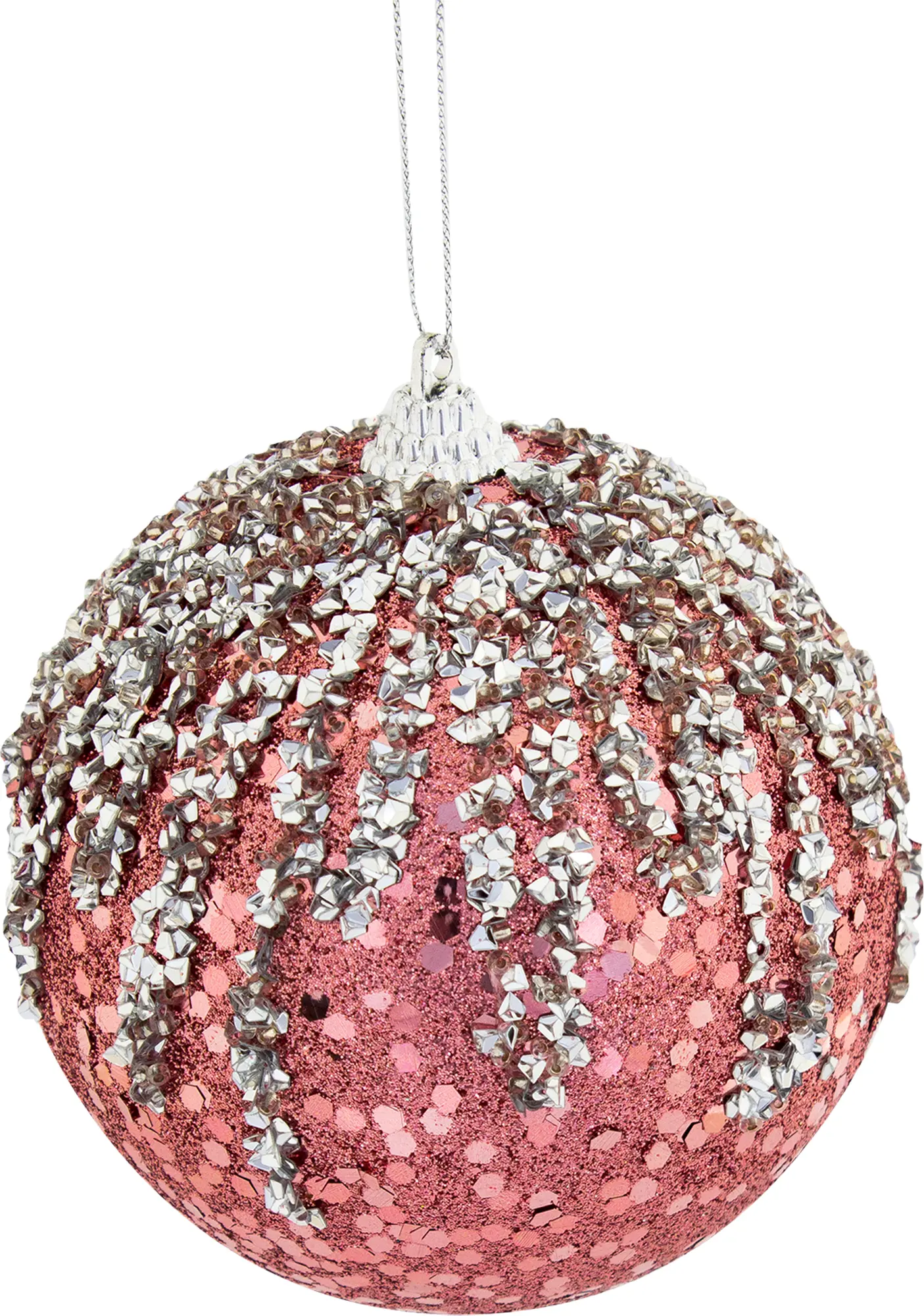 Изображение товара Елочный шар линии ø 9.8 см пена розовый