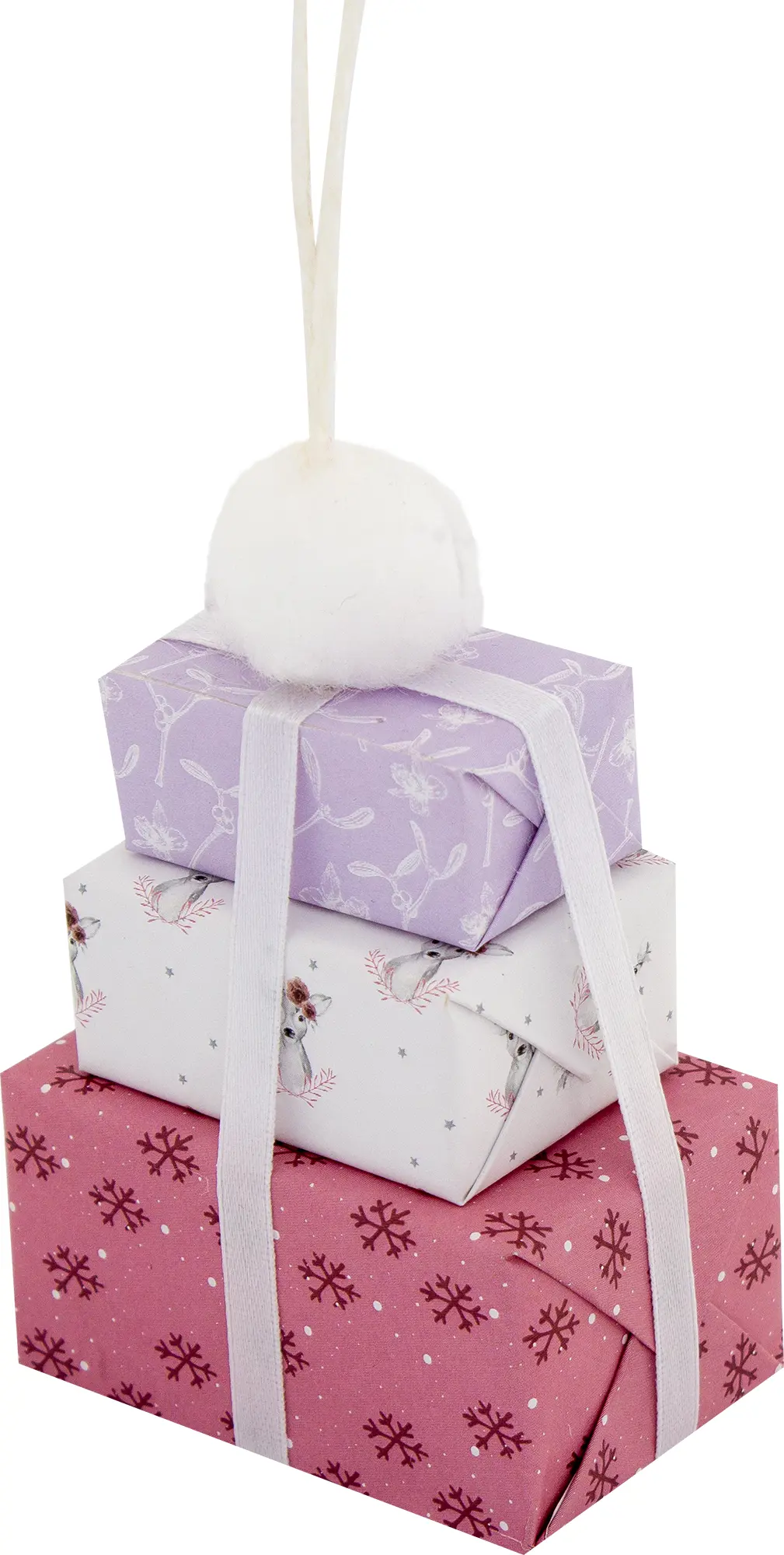 Изображение товара Набор ёлочных украшений «Подарки», 10 см, цвет розовый/фиолетовый, 3 шт.