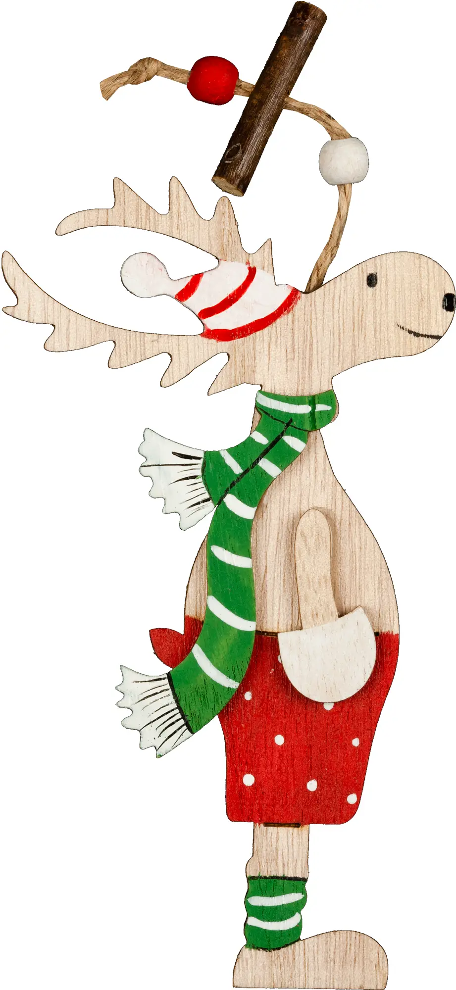 Изображение товара Украшение ёлочное ErichKrause Decor «Олень в шарфе», 13 см, дерево