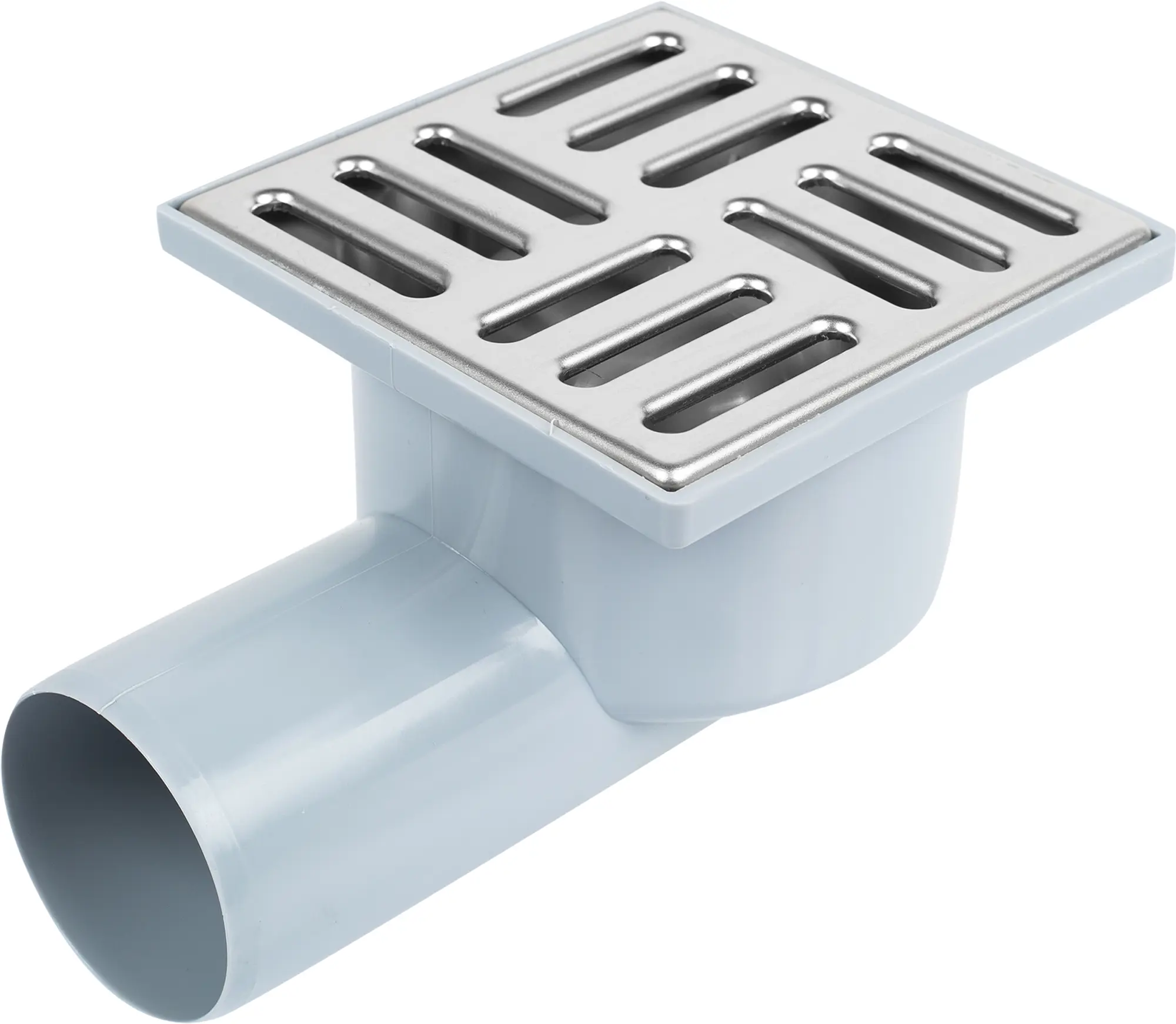 Изображение товара Душевой трап Ани Пласт 100x100 мм гидрозатвор горизонтальный слив нерж металл Россия