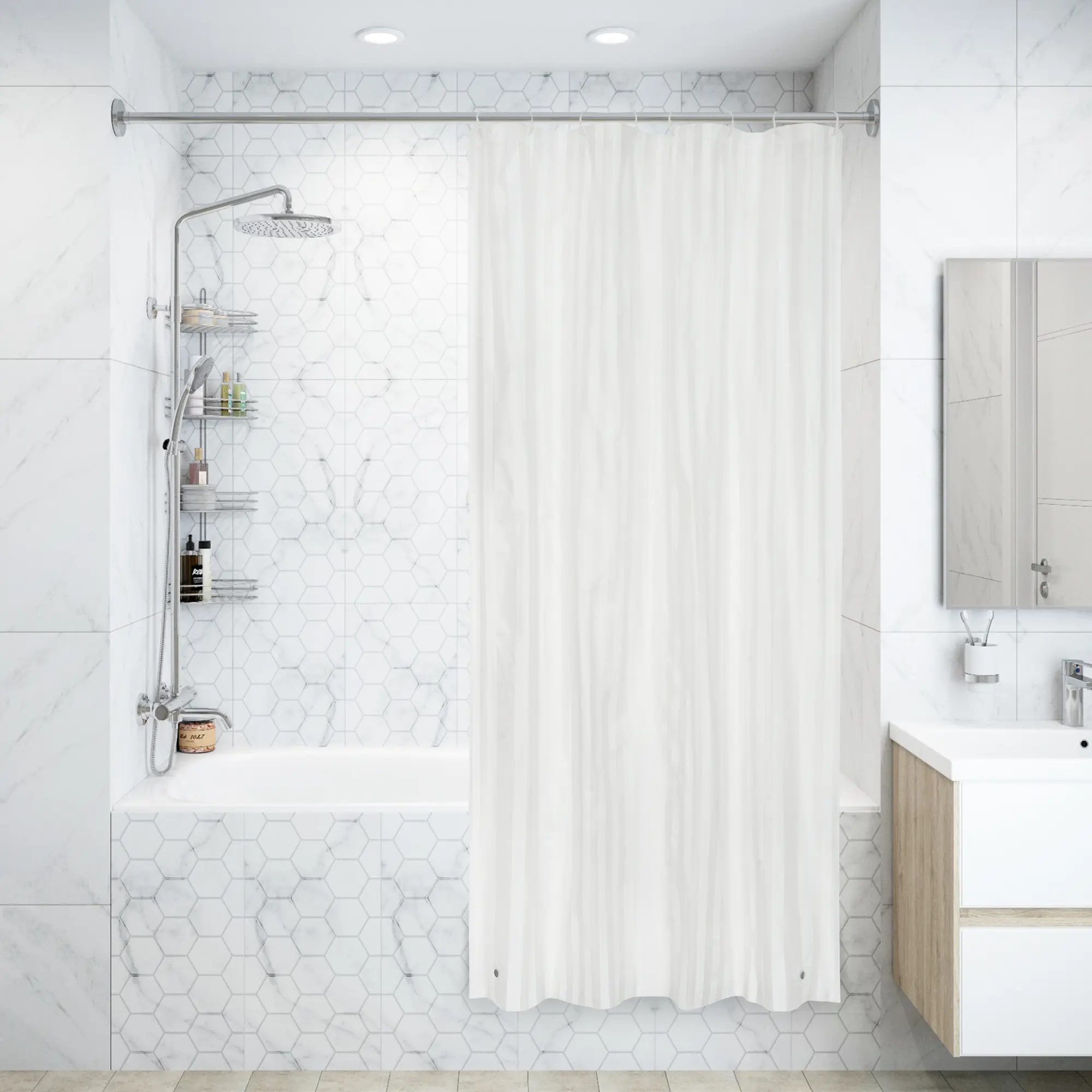 Изображение товара Штора для ванной Vidage Банги 120x200 см ЭВА водонепроницаемая белая