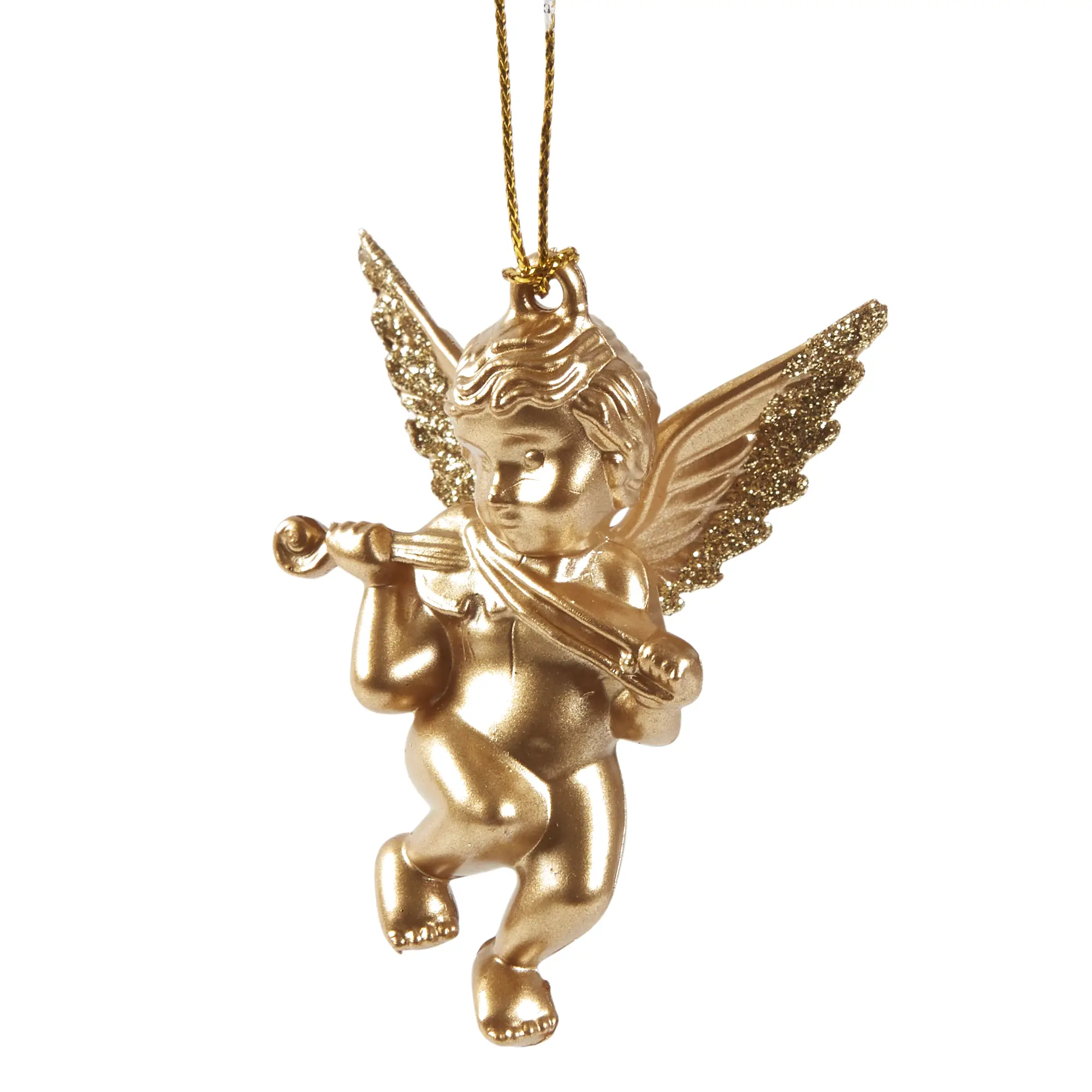 Изображение товара Украшение новогоднее «Ангел малый со скрипкой», пластик, цвет золото