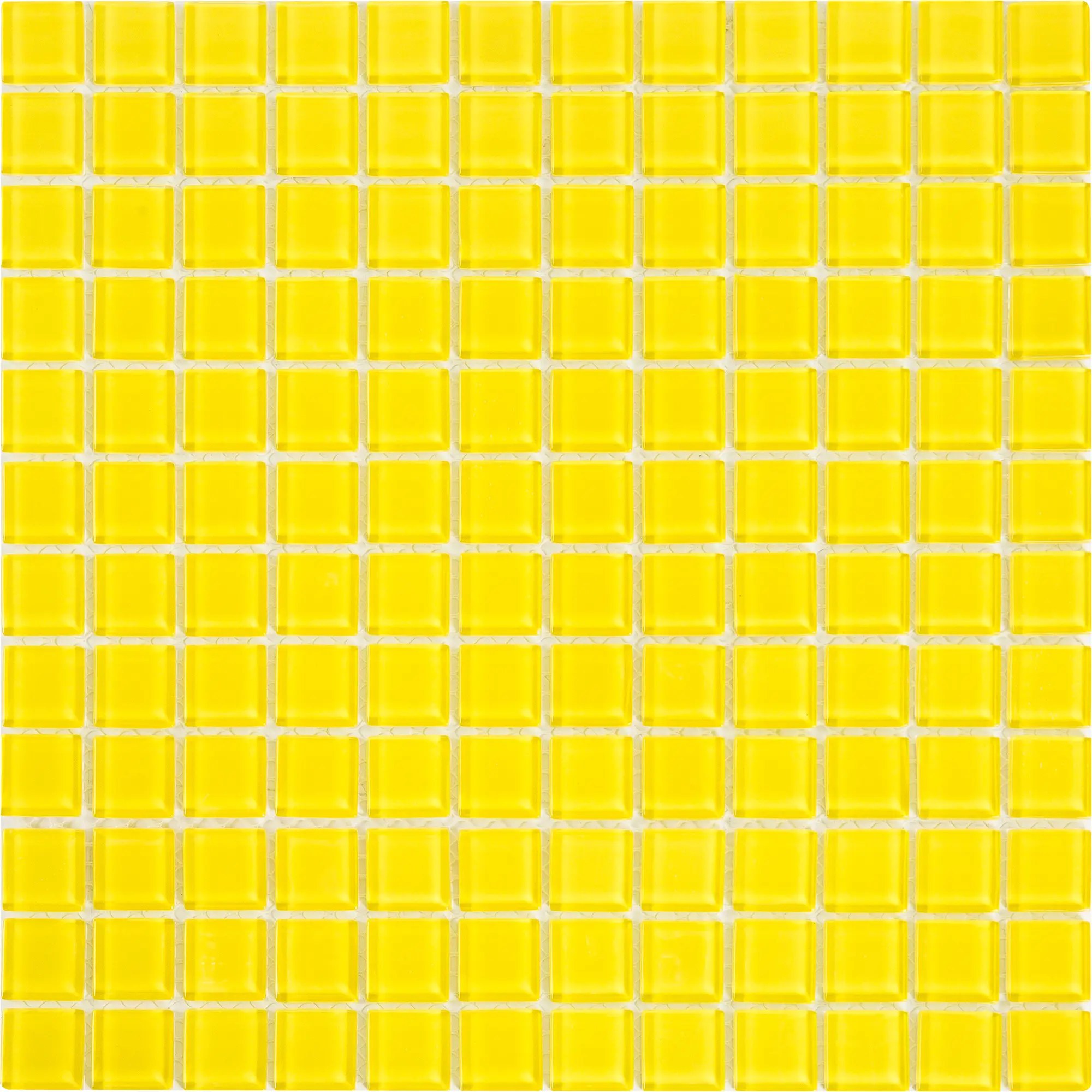 Изображение товара Стеклянная глянцевая мозаика желтая 30×30 см влагонепроницаемая для стен и пола