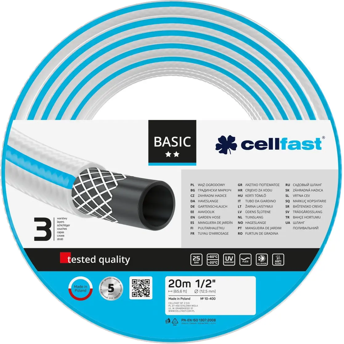 Изображение товара Шланг для полива Cellfast Basic ø12.5 мм 20 м, ПВХ