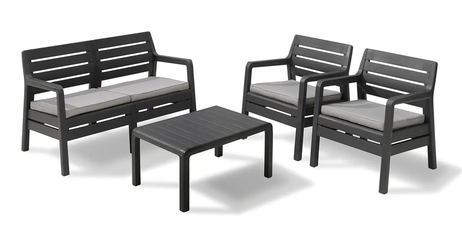 Изображение товара Набор садовой мебели Keter Delano пластик графит: стол, диван и 2 кресла