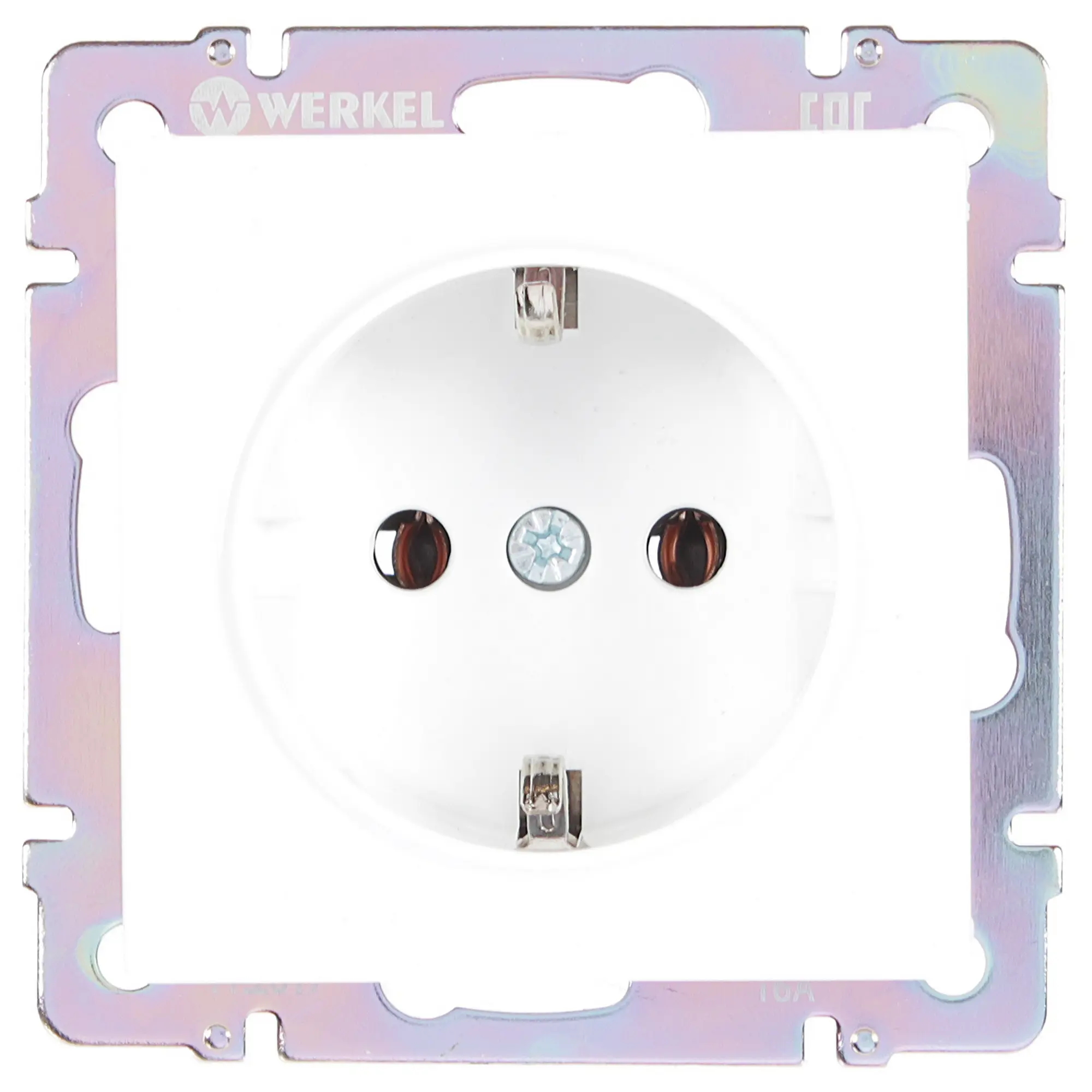 Изображение товара Встраиваемая розетка Werkel с заземлением белая для внутреннего монтажа