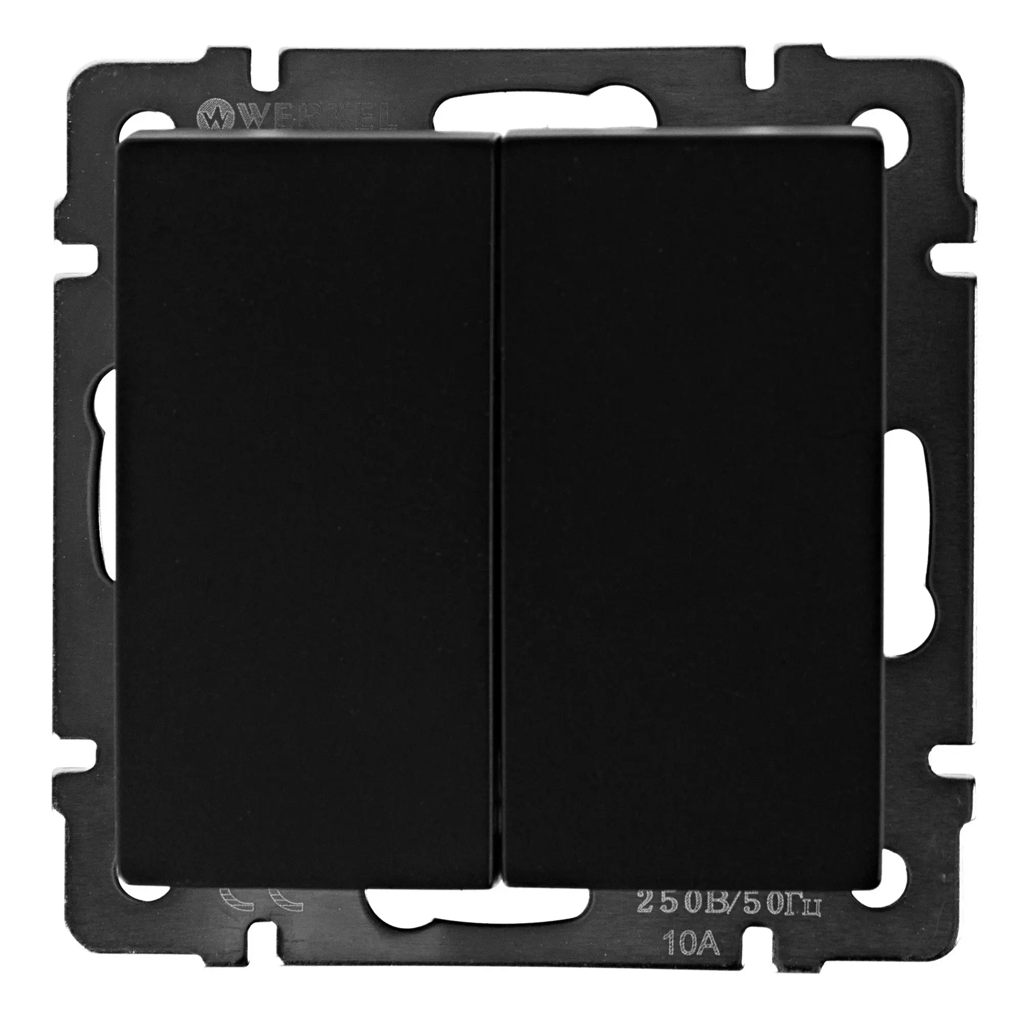 Изображение товара Выключатель проходной встраиваемый Werkel 2 клавиши черный