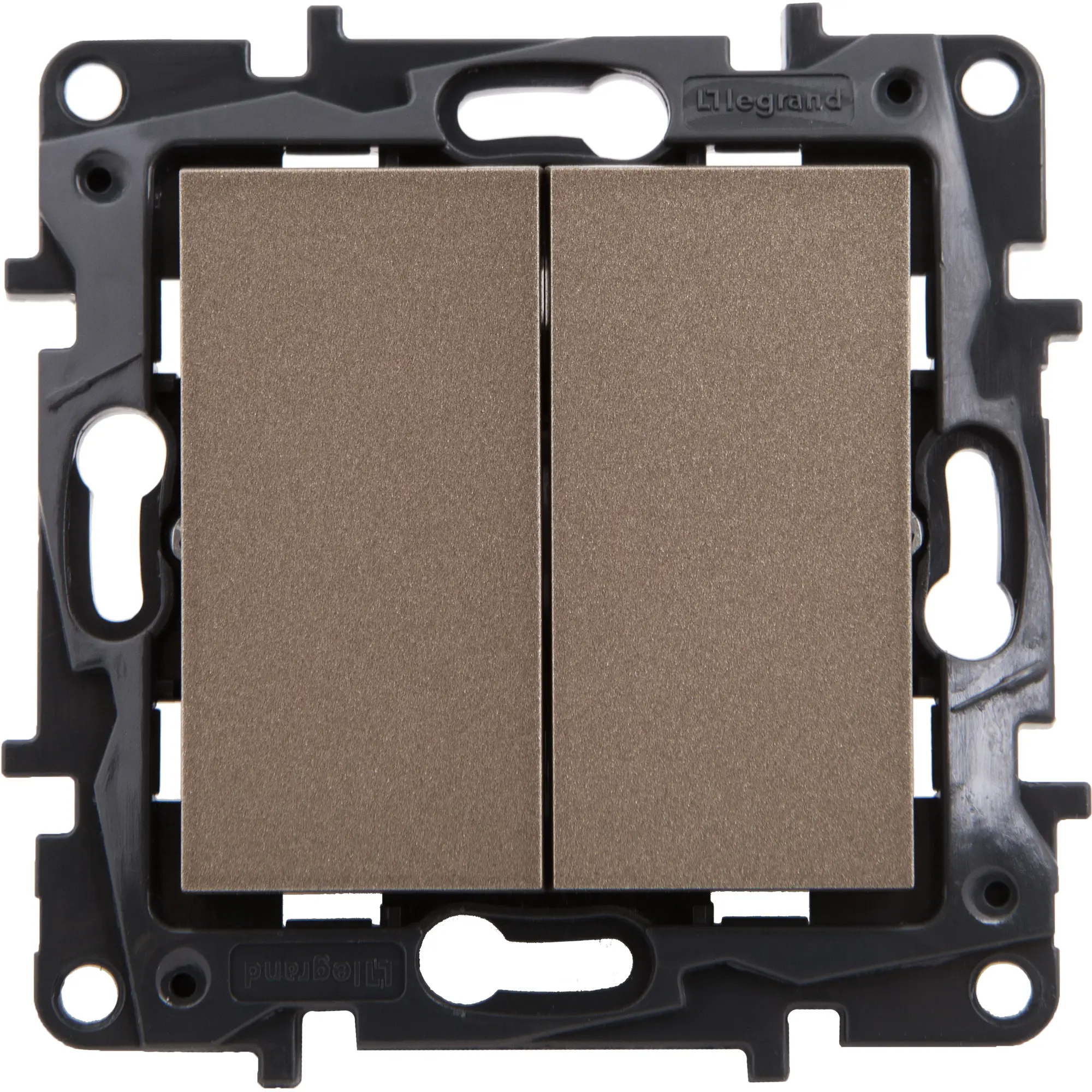 Изображение товара Выключатель двухклавишный - Legrand Structura - 10А 250В безвинтовые зажимы - шампань