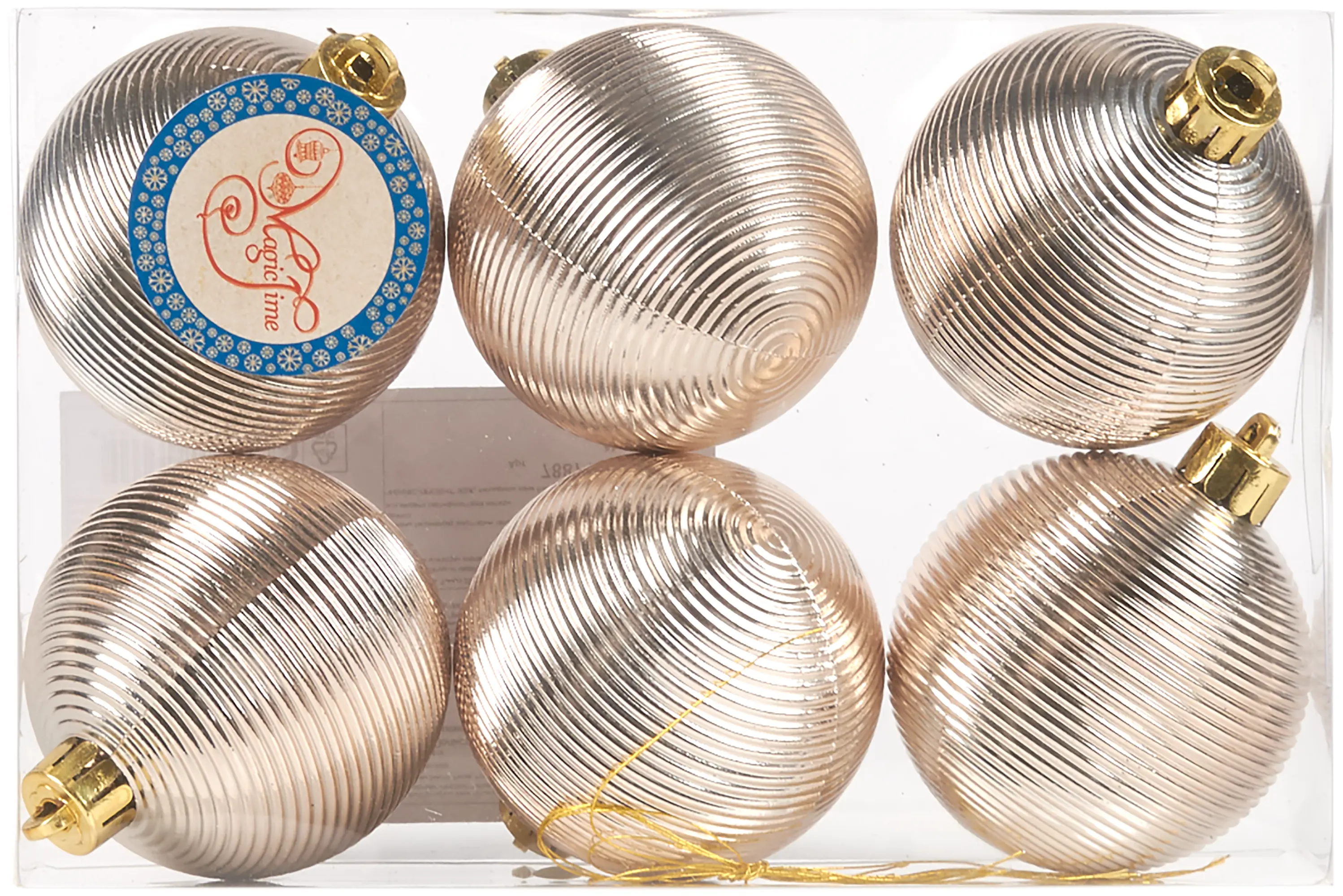 Изображение товара Набор ёлочных шаров 11,6 см, цвет серый, 6 шт.