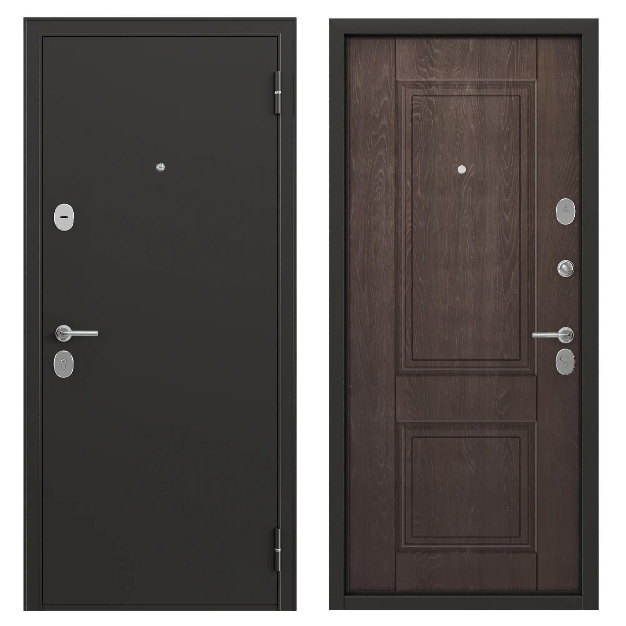 Изображение товара Входная металлическая дверь Ферн, левая, цвет дуб шоколад, 860 мм