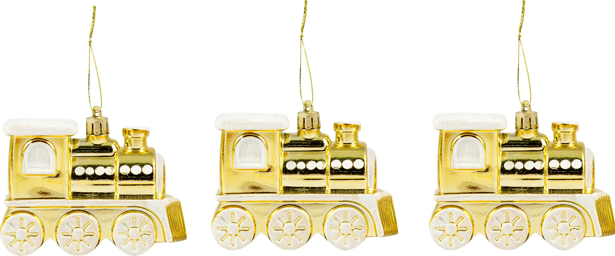 Изображение товара Набор ёлочных игрушек Поезд 4x7.2x9 см пластик золотой 3 шт.