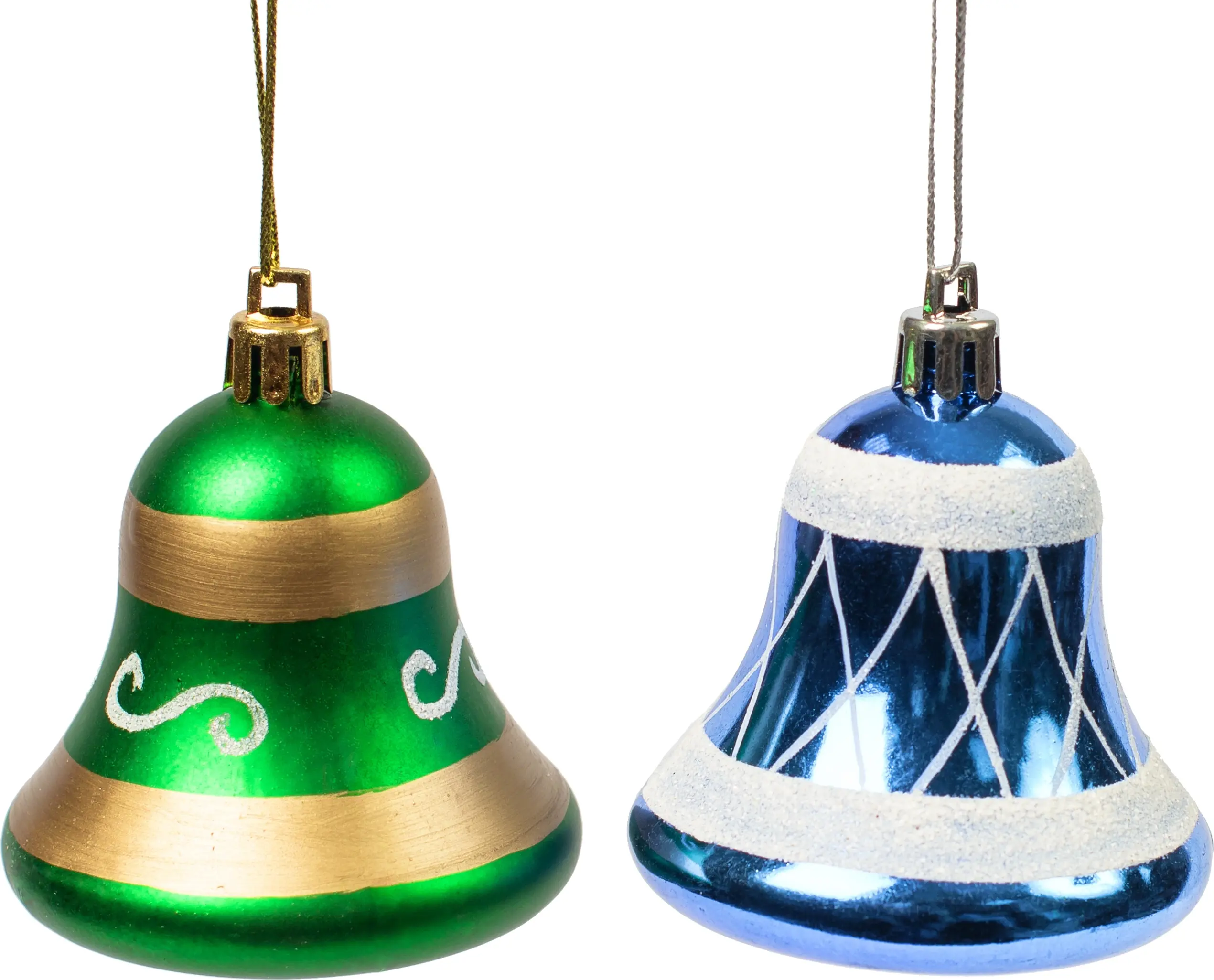 Изображение товара Набор ёлочных игрушек Колокольчики 6 см цвет зелёный и синий 2 шт