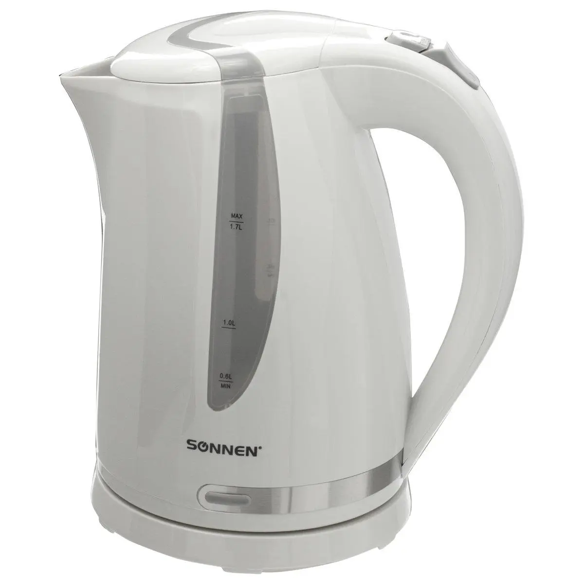 Изображение товара Электрический чайник SONNEN KT-1743. 1.7 л, 2200 Вт, закрытый нагревательный элемент, пластик, белый, 453414