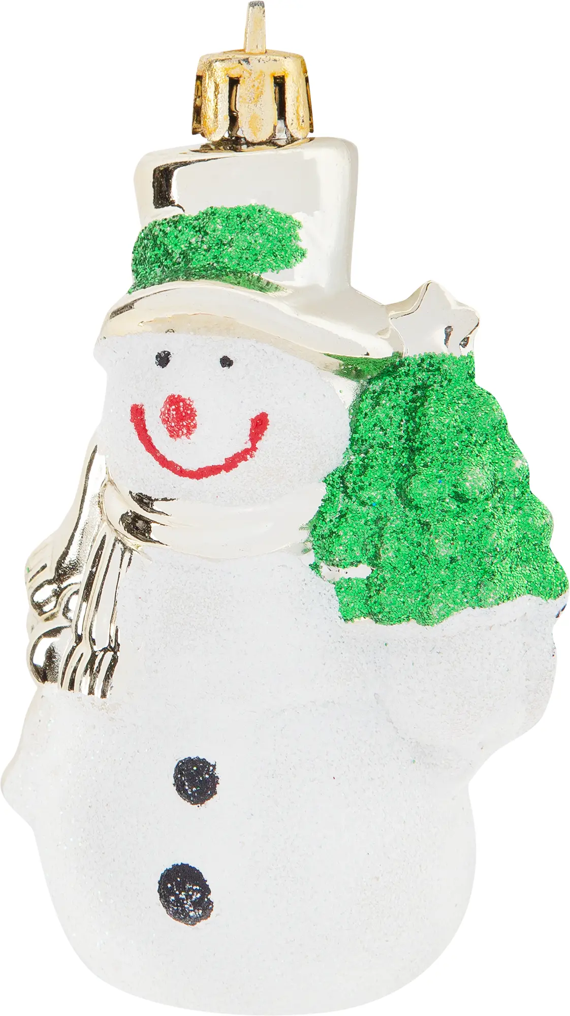 Изображение товара Украшение ёлочное «Снеговик зелёная шляпа», 9 см, пластик, цвет зелёный