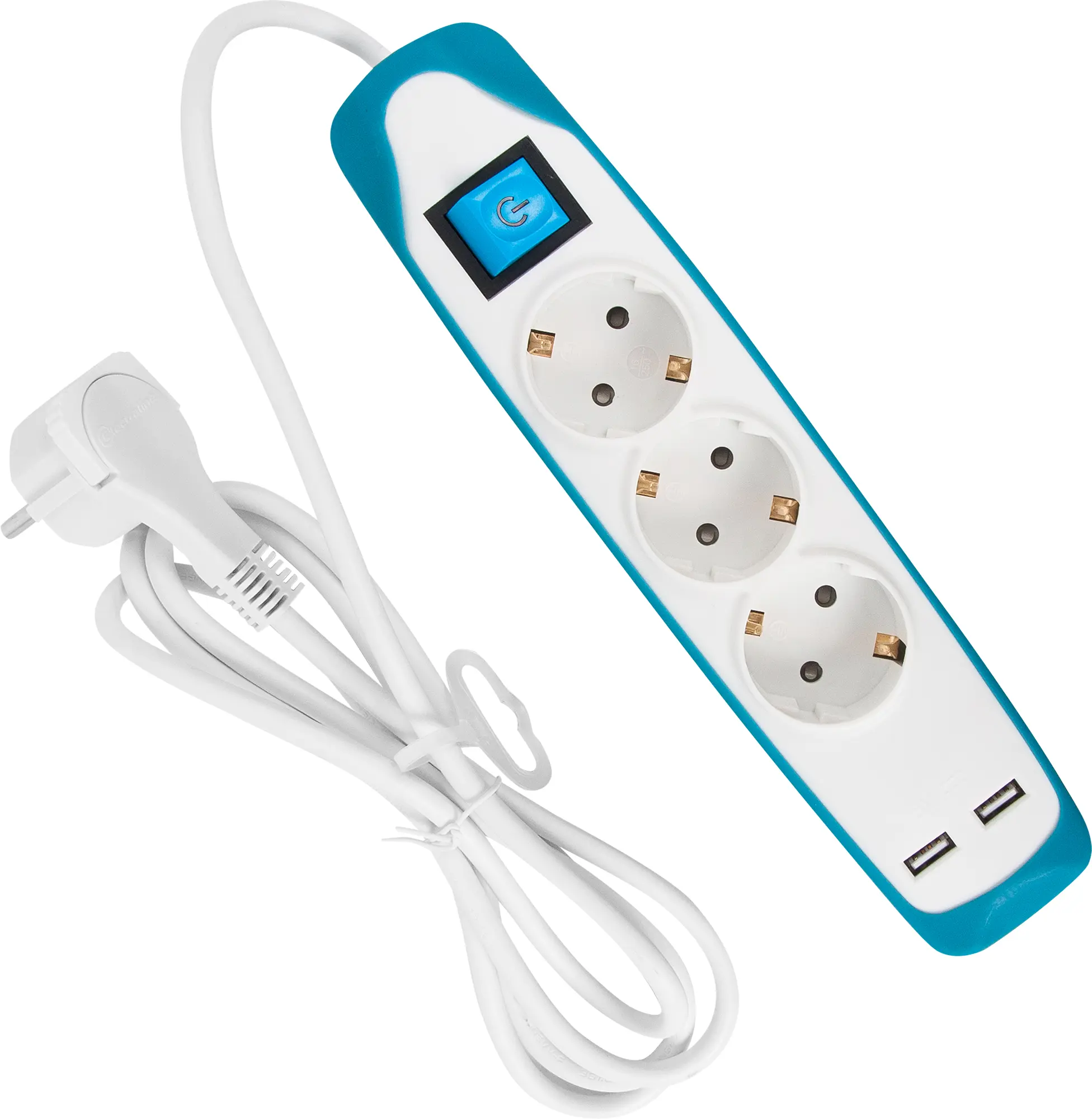 Изображение товара Удлинитель бытовой Electraline 3 розетки с заземлением 2 м белый