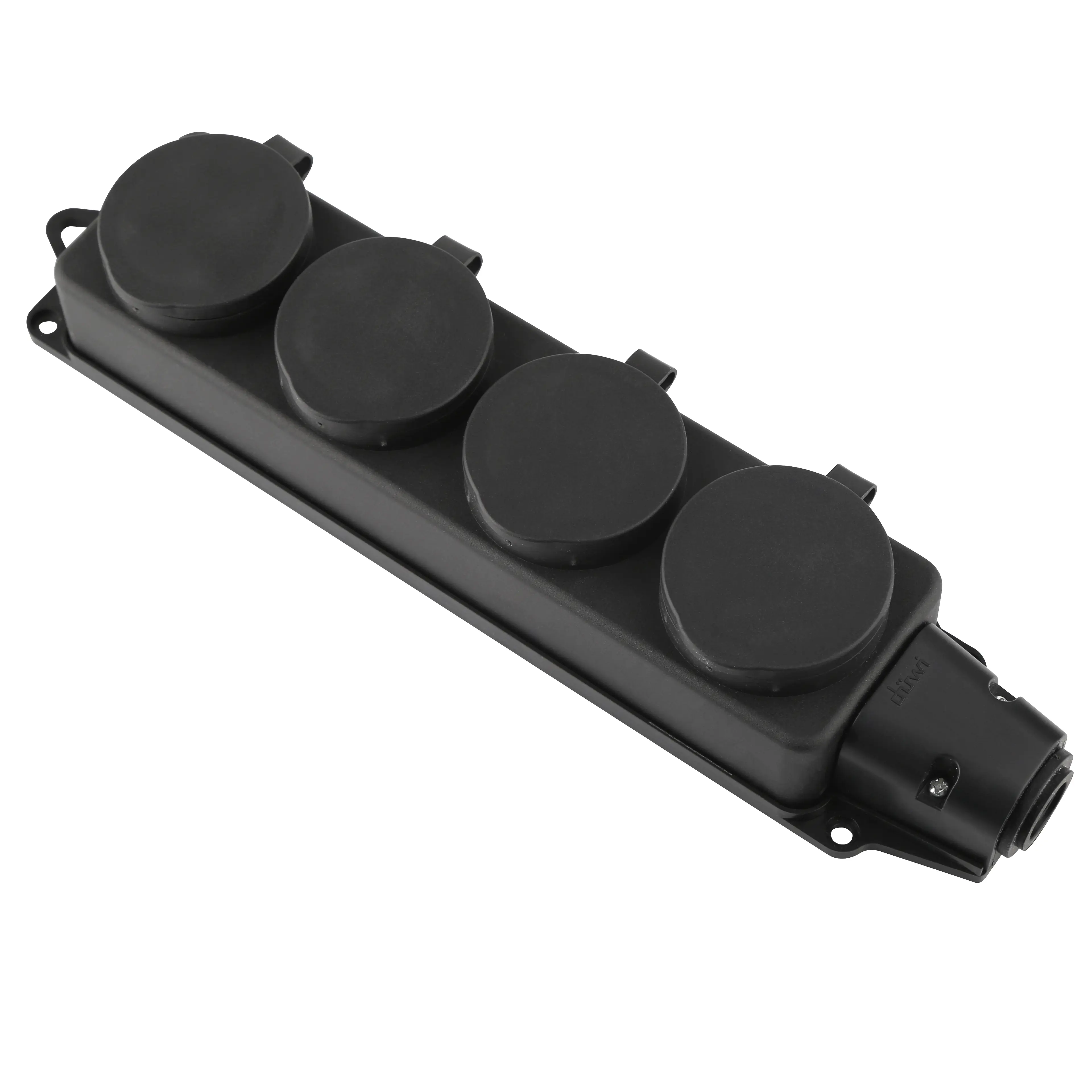 Изображение товара Колодка для удлинителя Duwi 4 розетки с заземлением 3680 Вт черная