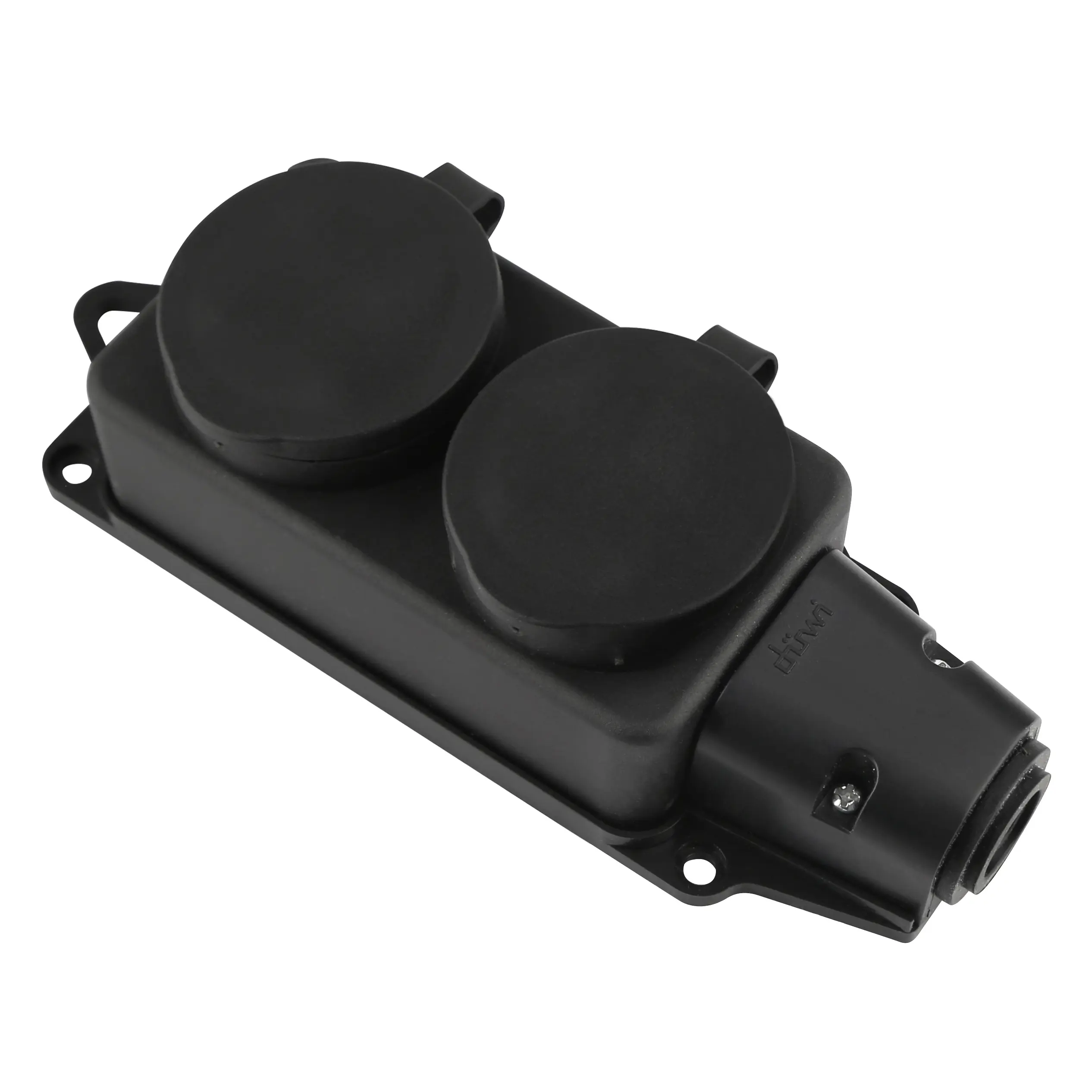 Изображение товара Колодка для удлинителя Duwi 2 розетки с заземлением черная 3680 Вт