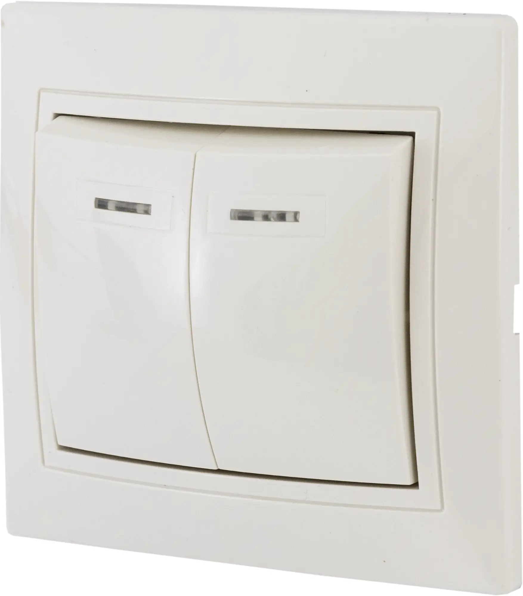 Изображение товара Выключатель встраиваемый Таймыр 2 клавиши с подсветкой бежевый