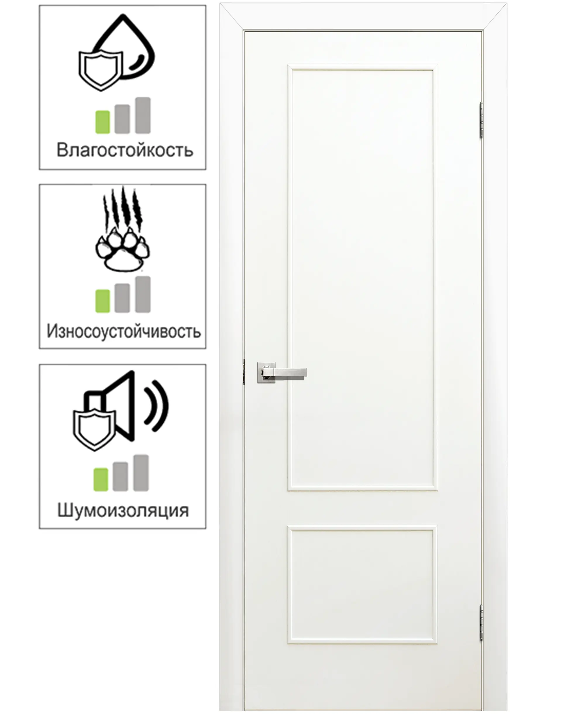 Изображение товара Дверь межкомнатная Классика глухая ламинация цвет белый 60x200 см