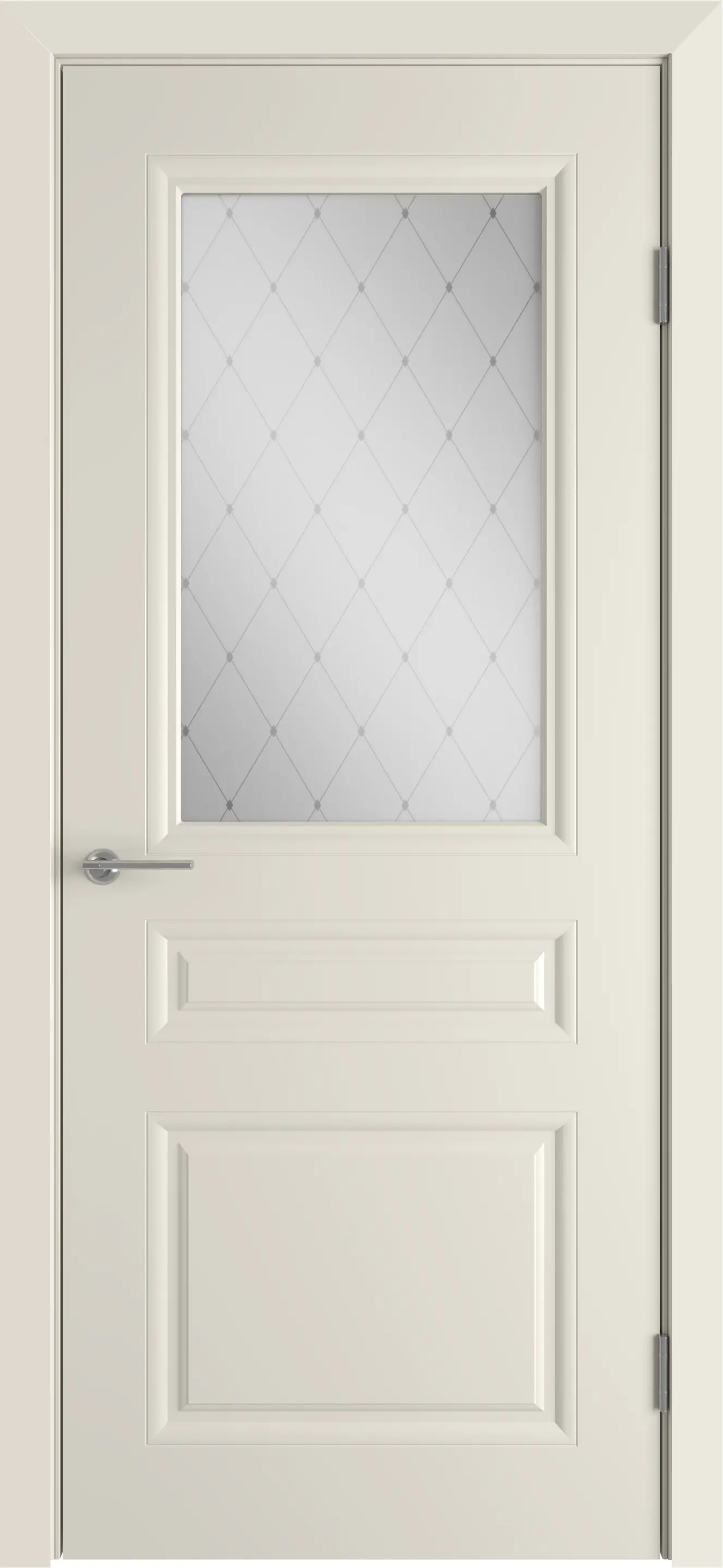 Изображение товара Дверь межкомнатная со стеклом Стелла 70x200 см эмаль слоновая кость с замком и петлями