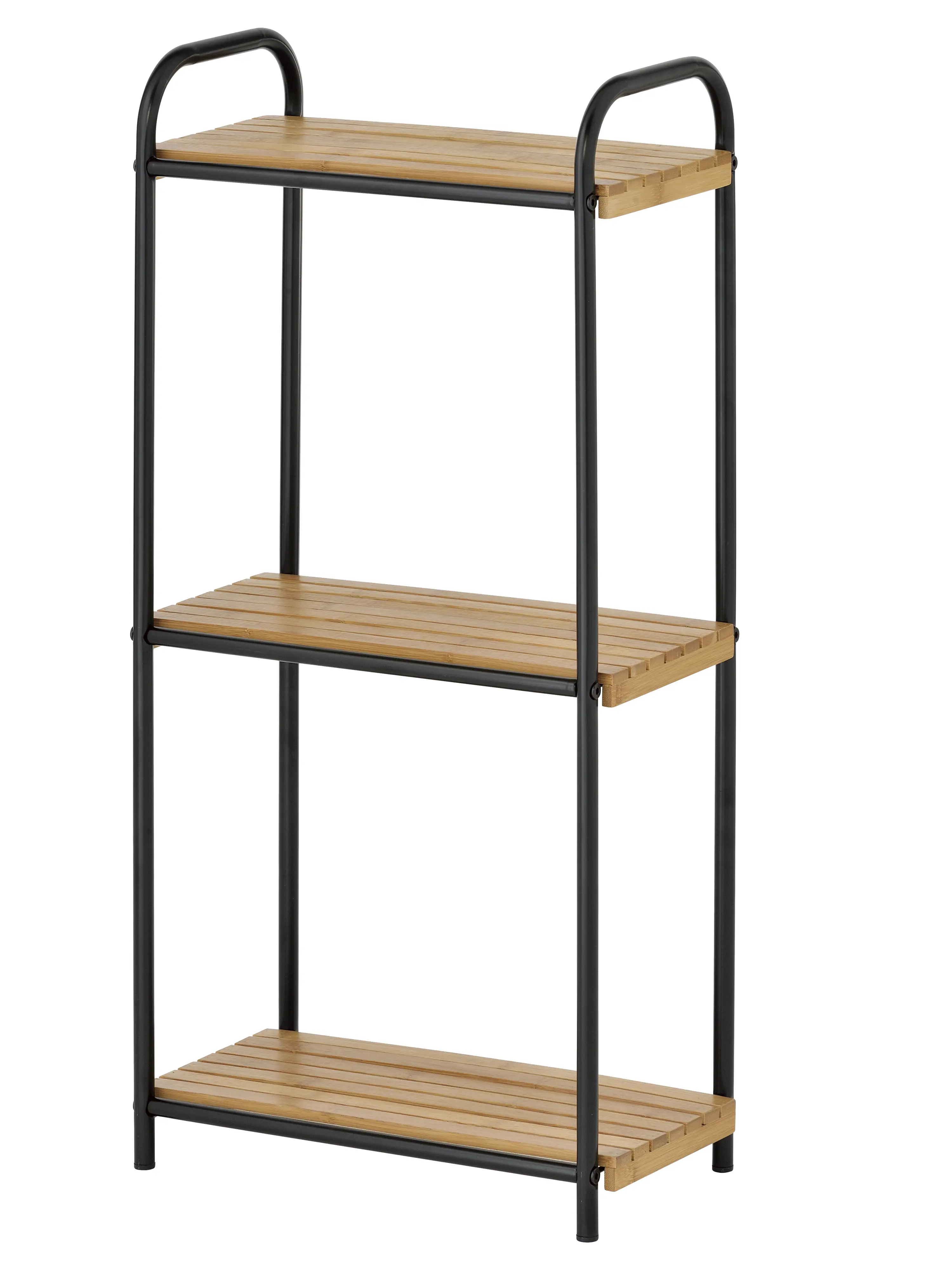 Изображение товара Напольный стеллаж UniStor Flora 3 яруса из стали и бамбука элегантный дизайн