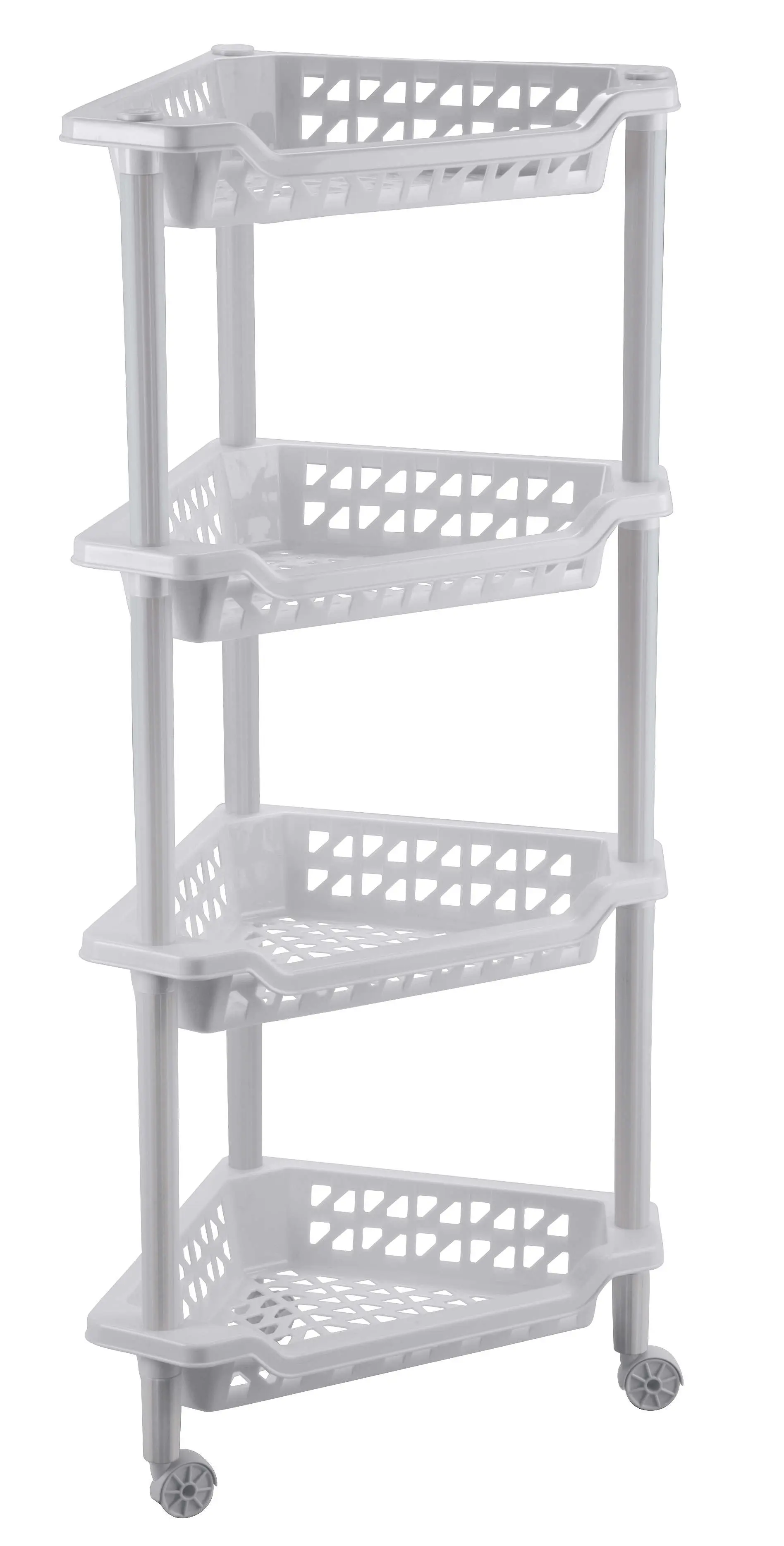 Изображение товара Этажерка Угловая "Тереза" 4 Полки 400x270x840 Мм (Светло-Серый)