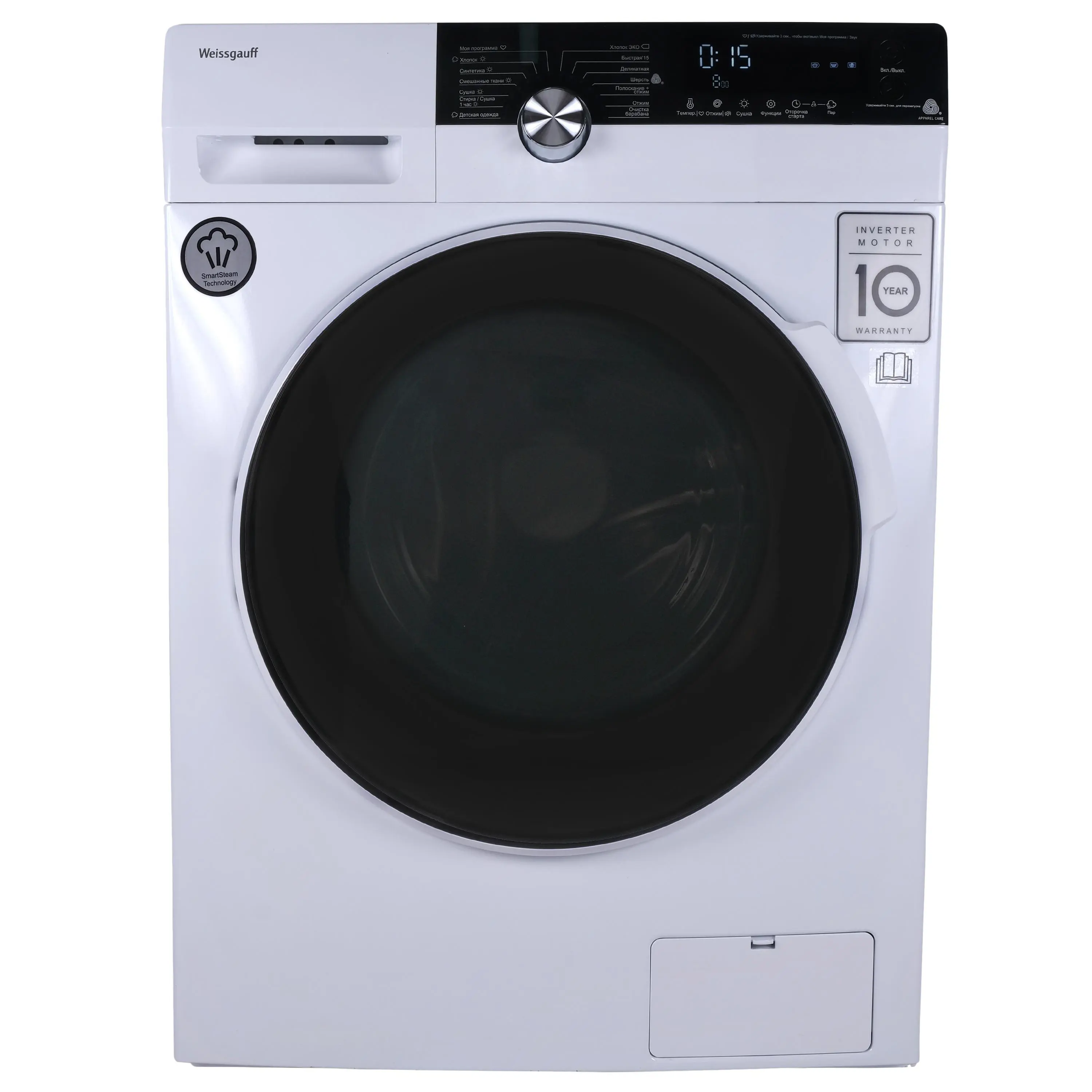 Изображение товара Стиральная машина Weissgauff WMD 6150 DC Inverter Steam 60x85x57 см, 10 кг, цвет белый