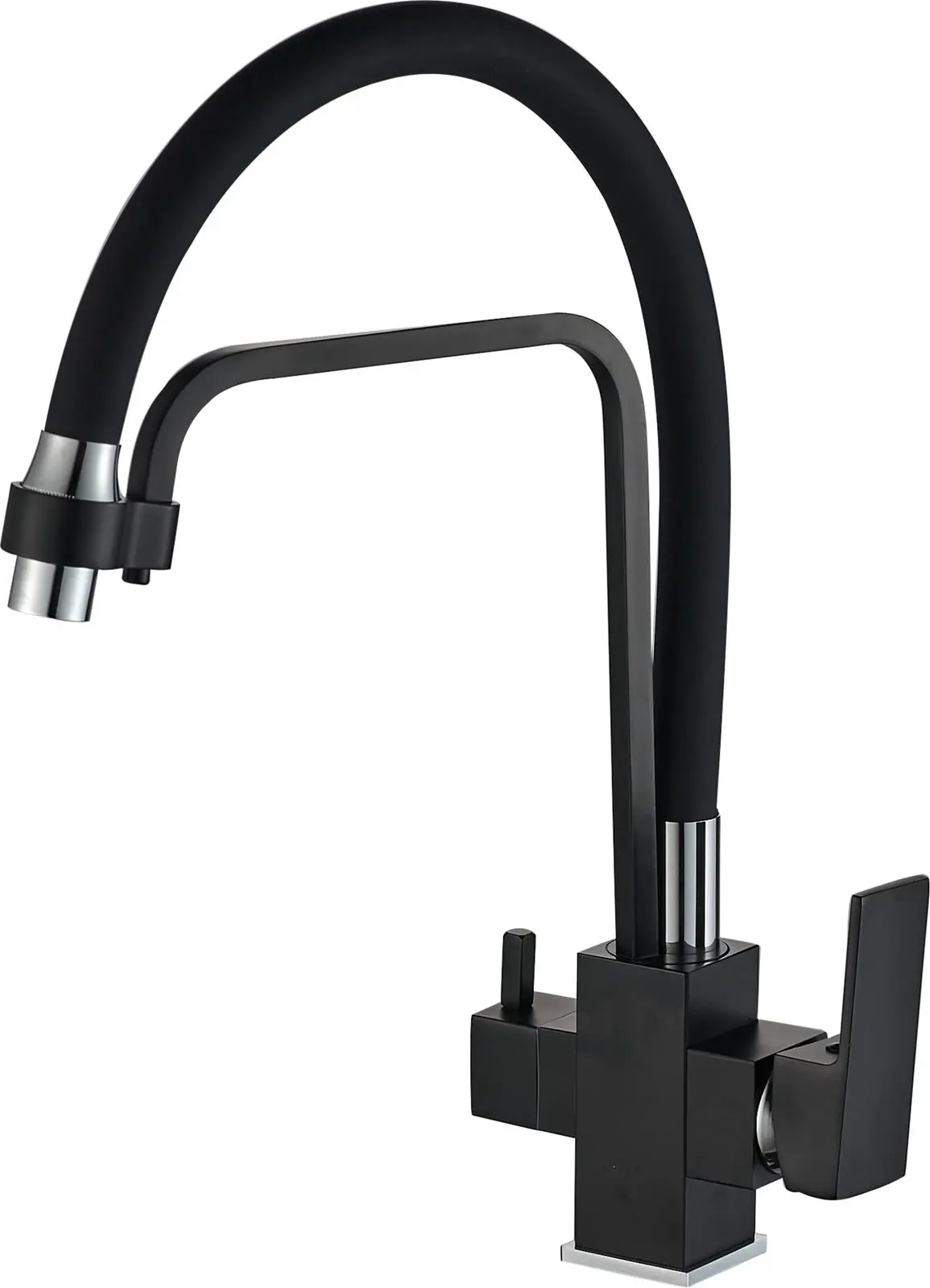 Изображение товара Смеситель для кухни Haiba HB76857 излив 23.1 см с подключением фильтра питьевой воды черный