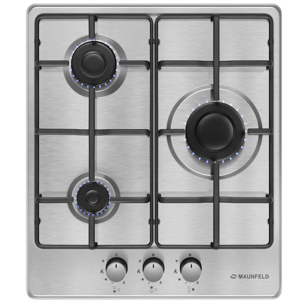Изображение товара Газовая варочная панель Maunfeld EGHS 43.3STS ES 44 см 3 конфорки нержавеющая сталь Турция
