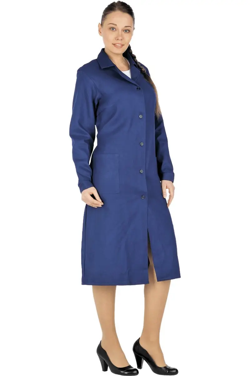Изображение товара Халат рабочий ДИАГОНАЛЬ синий женский (разм. 128-132 рост 158-164)