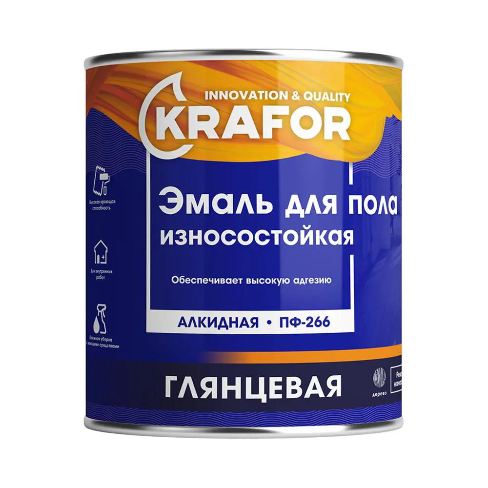 Изображение товара Эмаль Krafor Пф-266 цвет красно-коричневый 6 кг