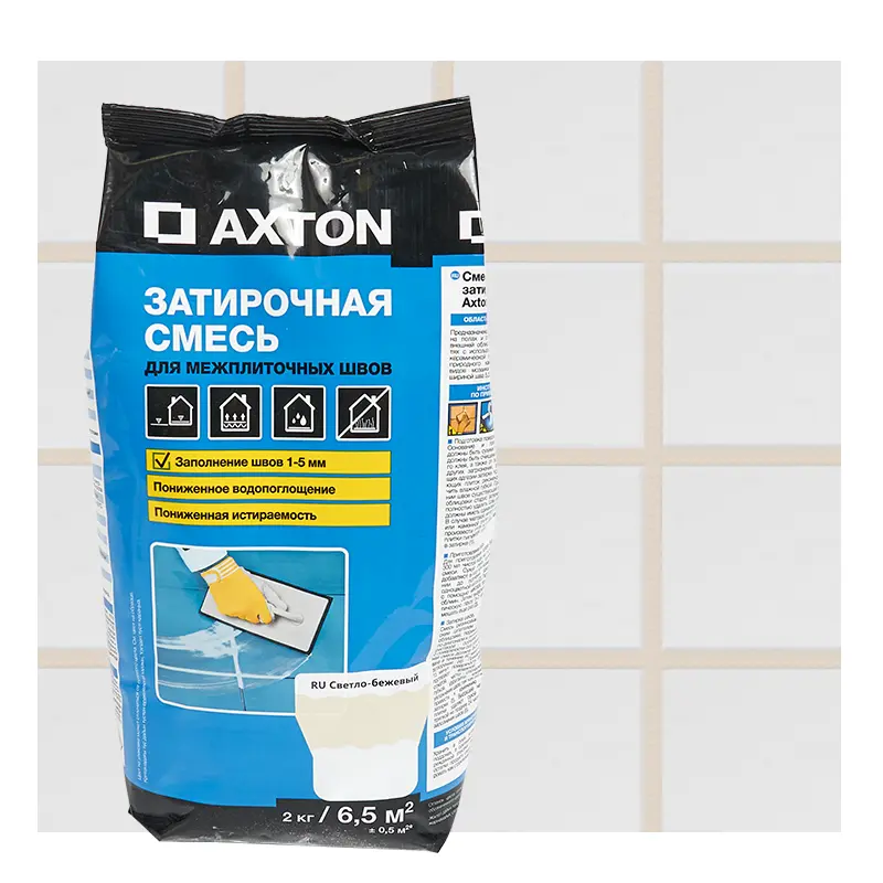 Изображение товара Затирка цементная Axton А310 светло-бежевый 2 кг для внутренних и наружных работ