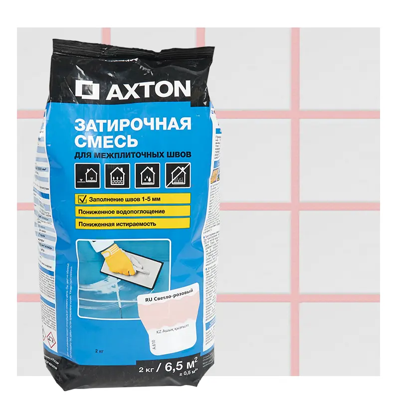 Изображение товара Затирка цементная Axton А 610 светло-розовая 2 кг для плитки и камня