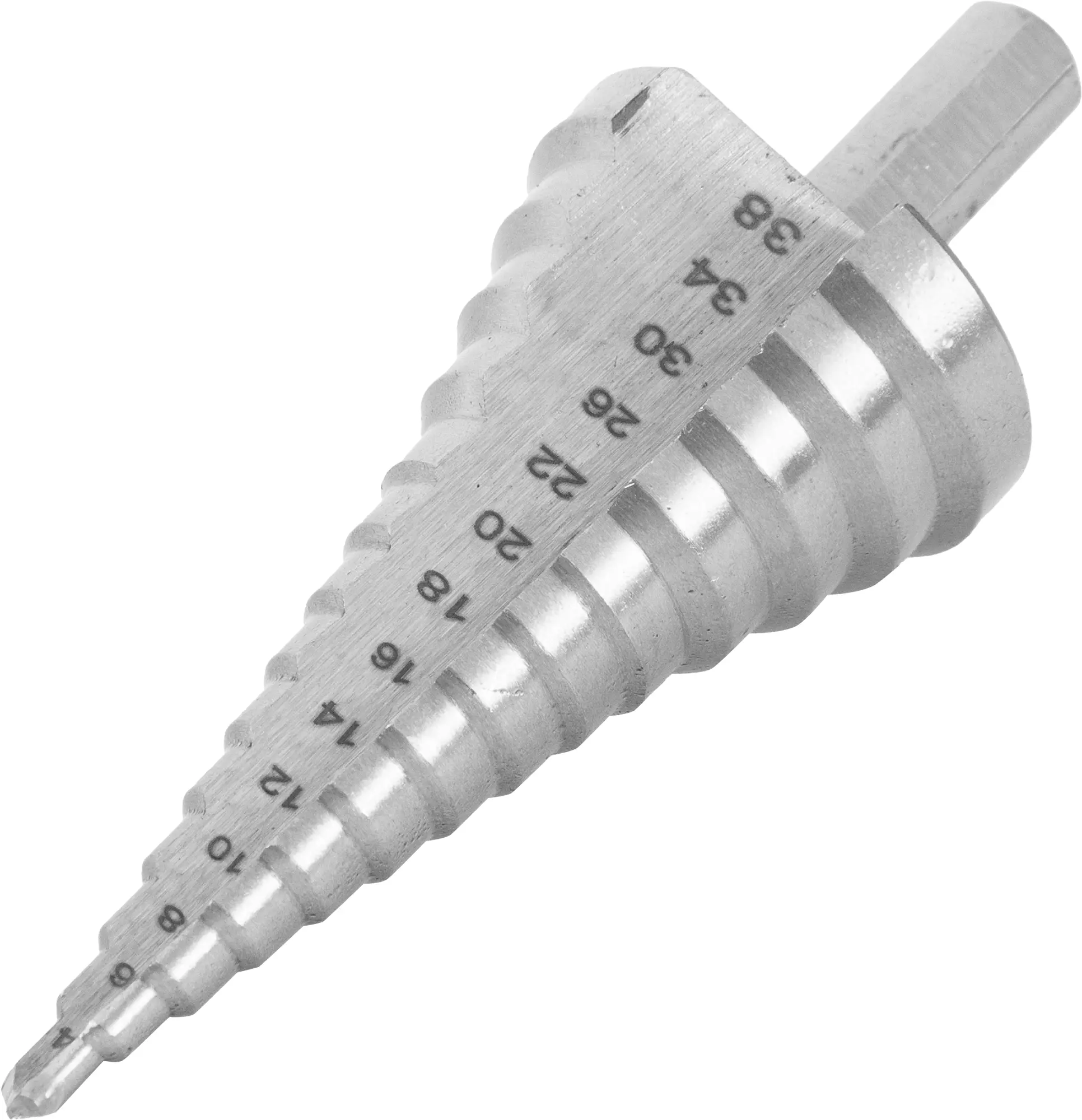 Изображение товара Ступенчатое сверло по металлу HSS 4-38 мм для сверления отверстий