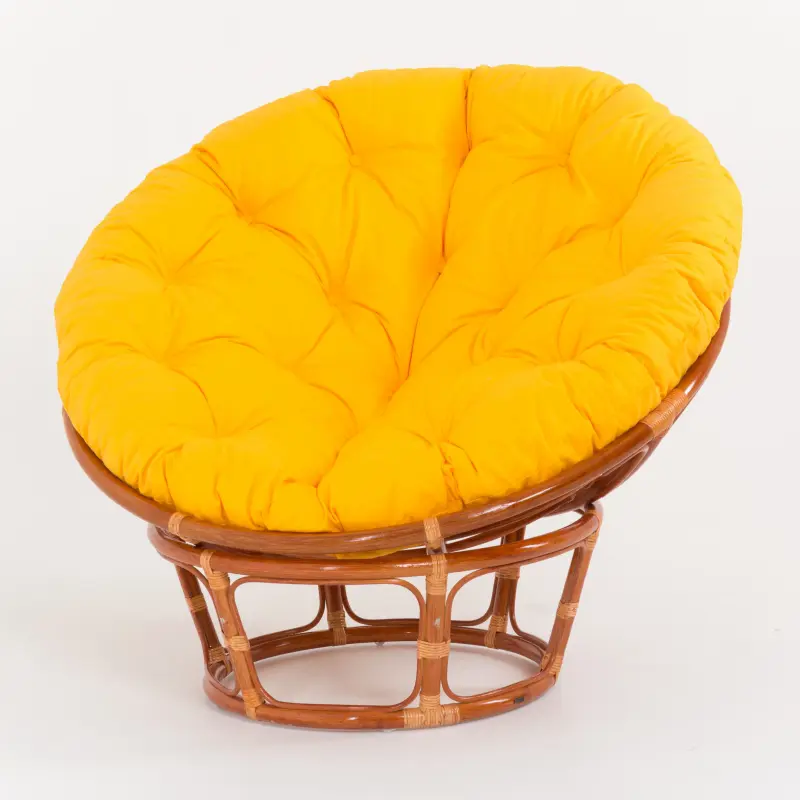 Изображение товара Кресло Vinotti Papasan цвет коньяк желтая подушка